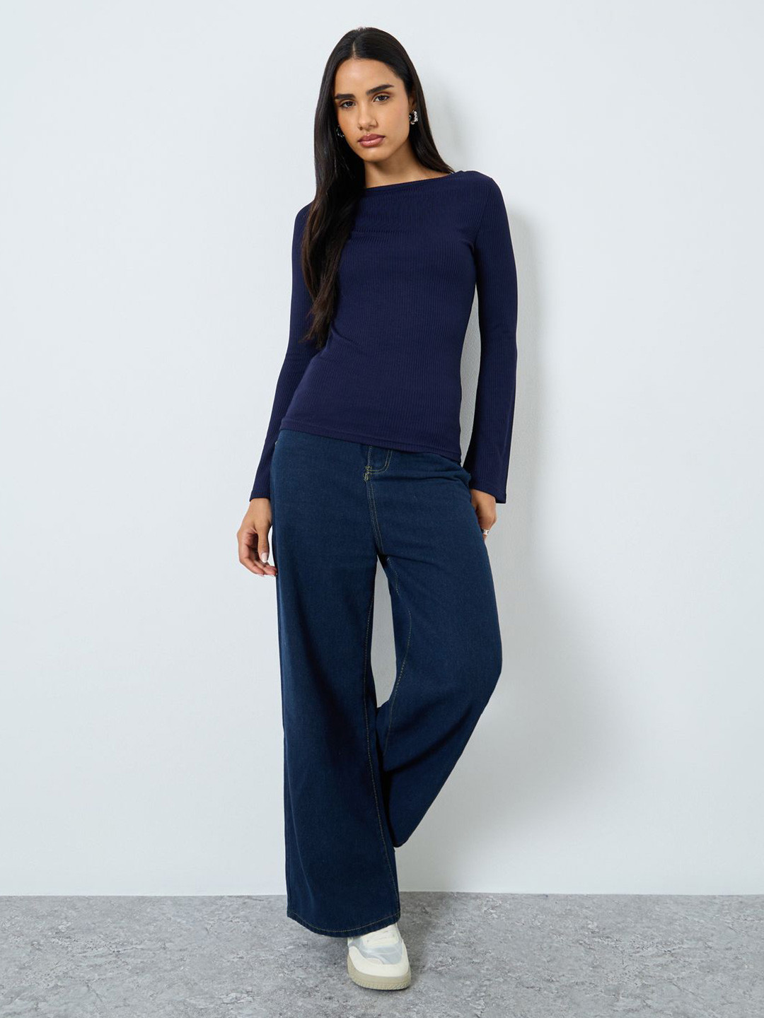 Styli Women Ribbed Flared Sleeve Top