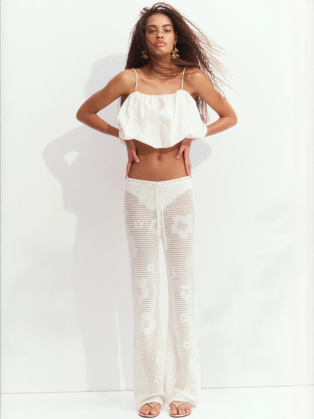 H&M Pointelle-Knit Drawstring Trousers