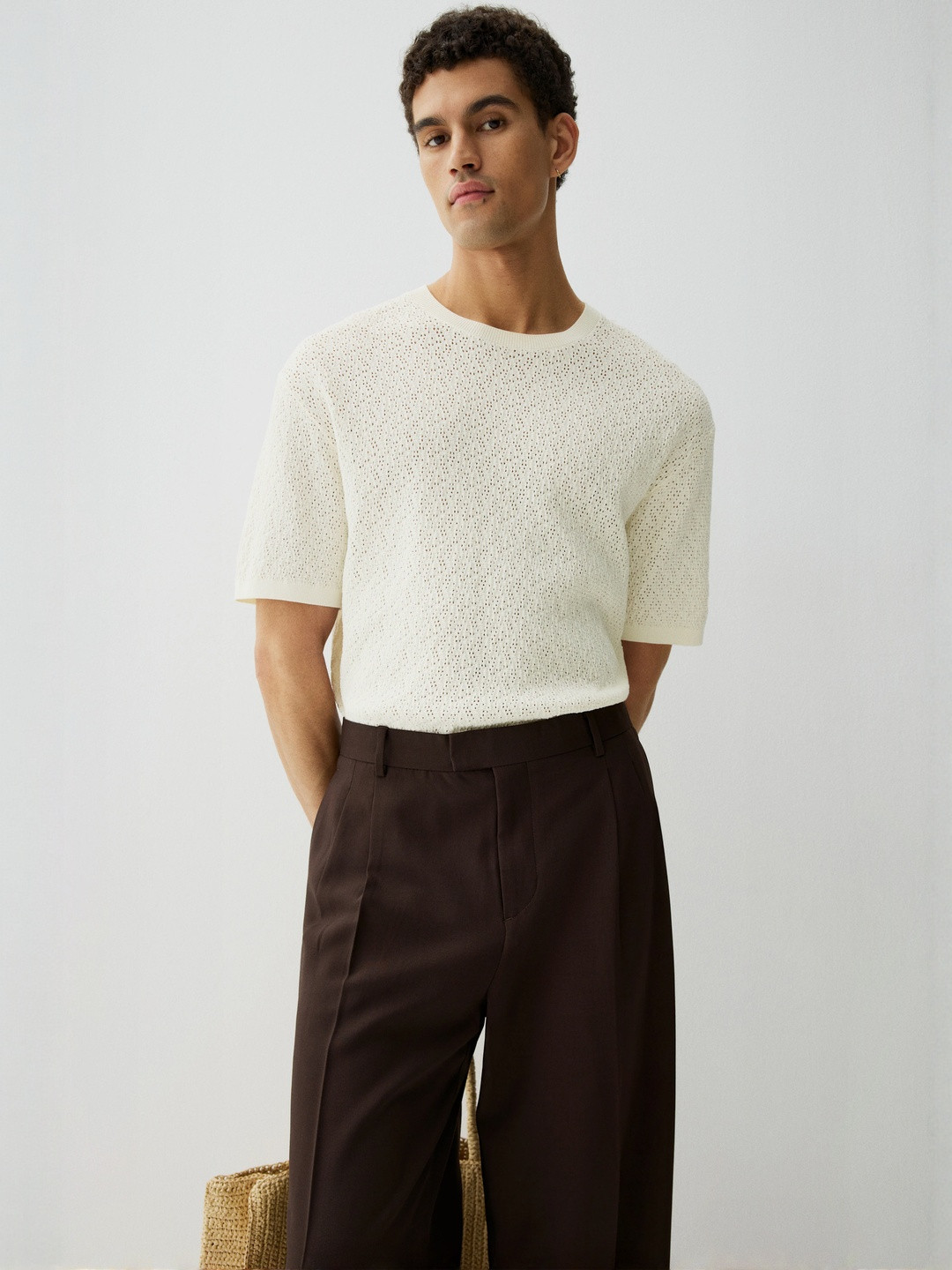 H&M Regular Fit Textured-Knit T-shirt