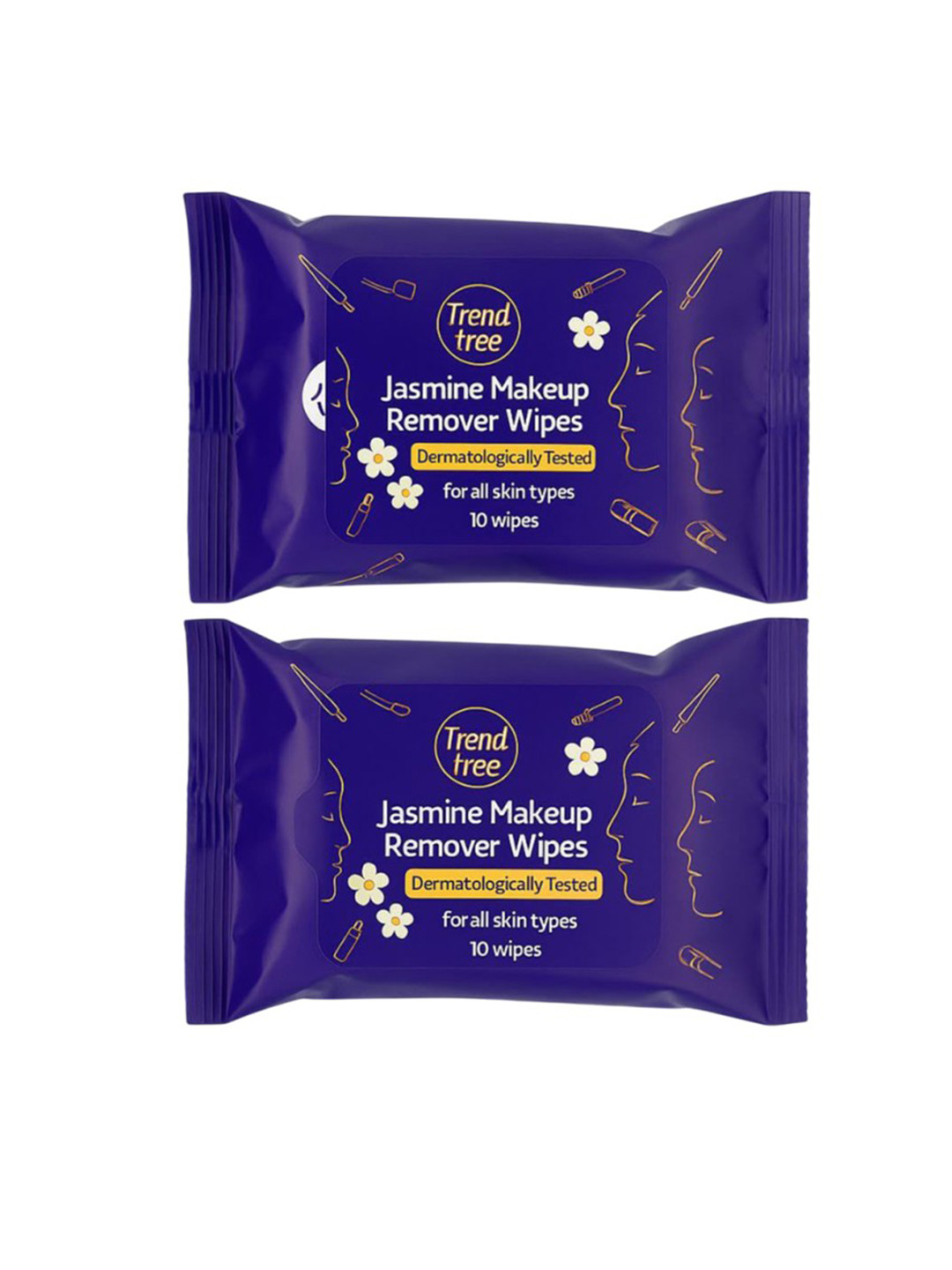 TRENDTREE Set Of 2 Jasmine Makeup Remover Wipes - 10Pcs Each