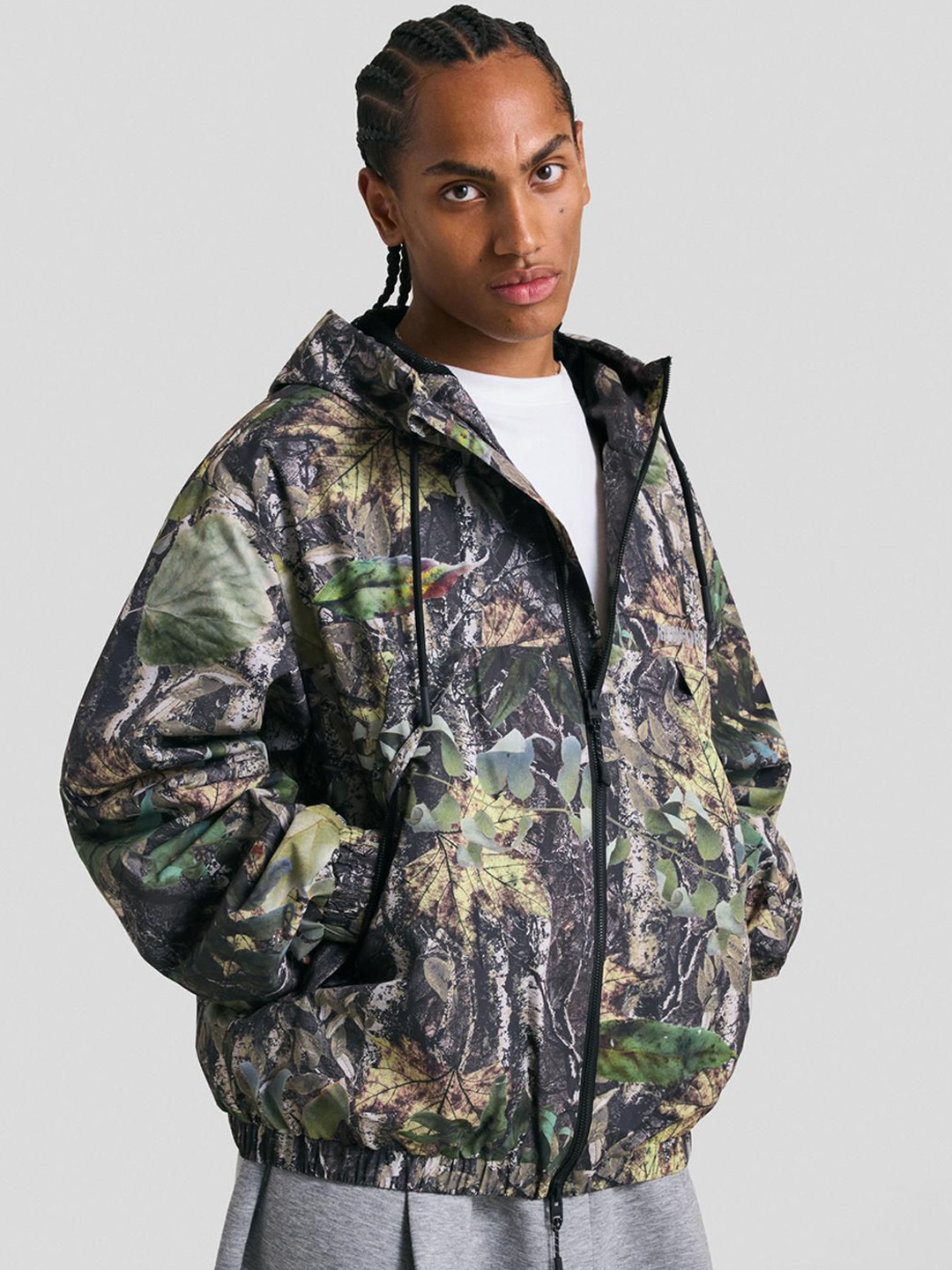 Bershka Graphic Printed Hooded Cotton Padded Jacket