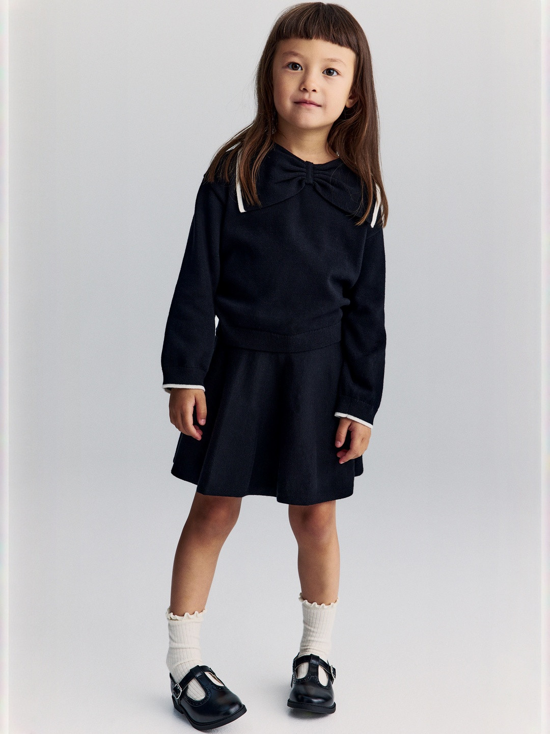 H&M Girls 2-Piece Pure Cotton Jumper & Skirt