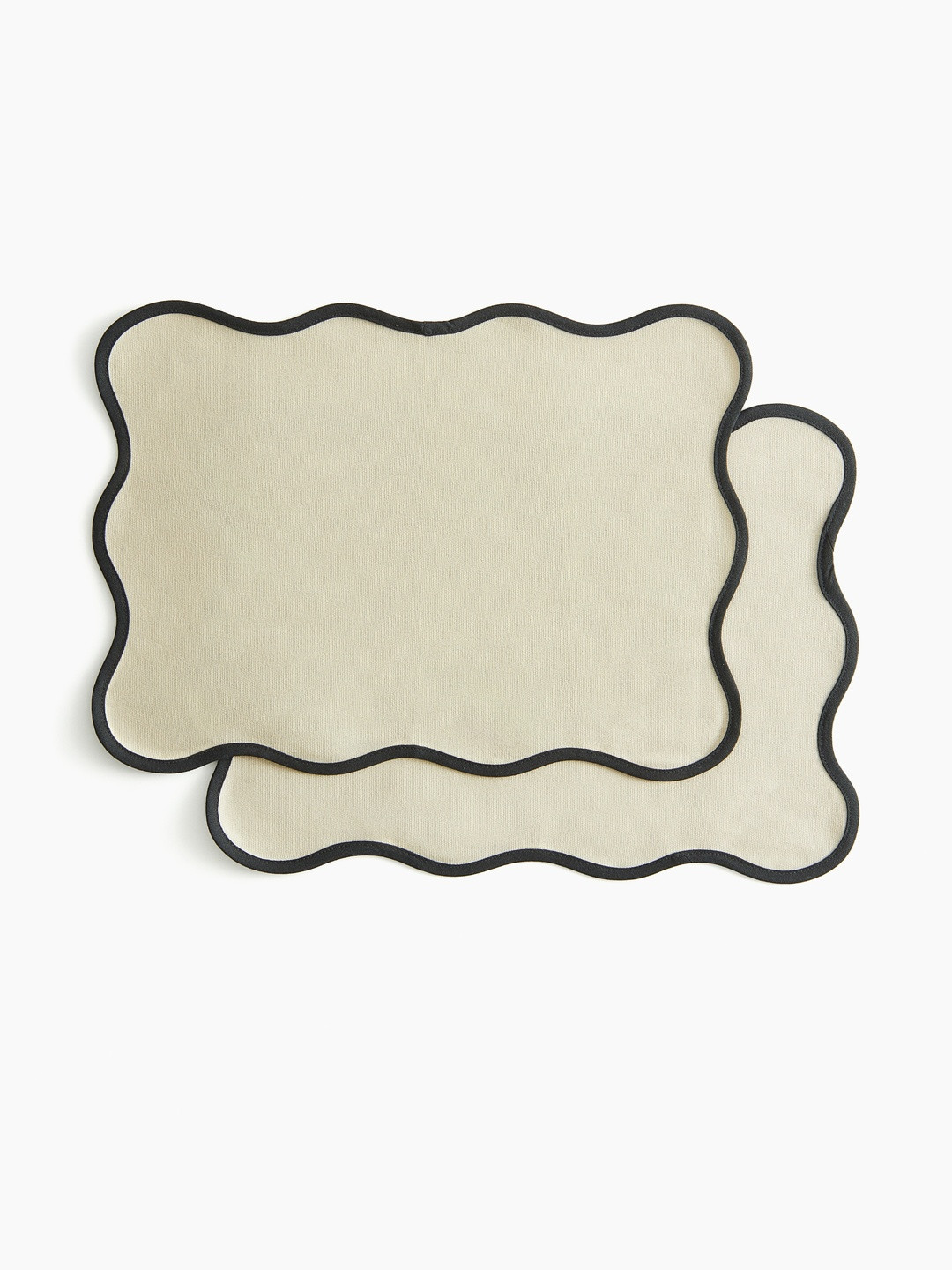 H&M 2 Pack Beige Pure Cotton Scallop-Edged Place Mats