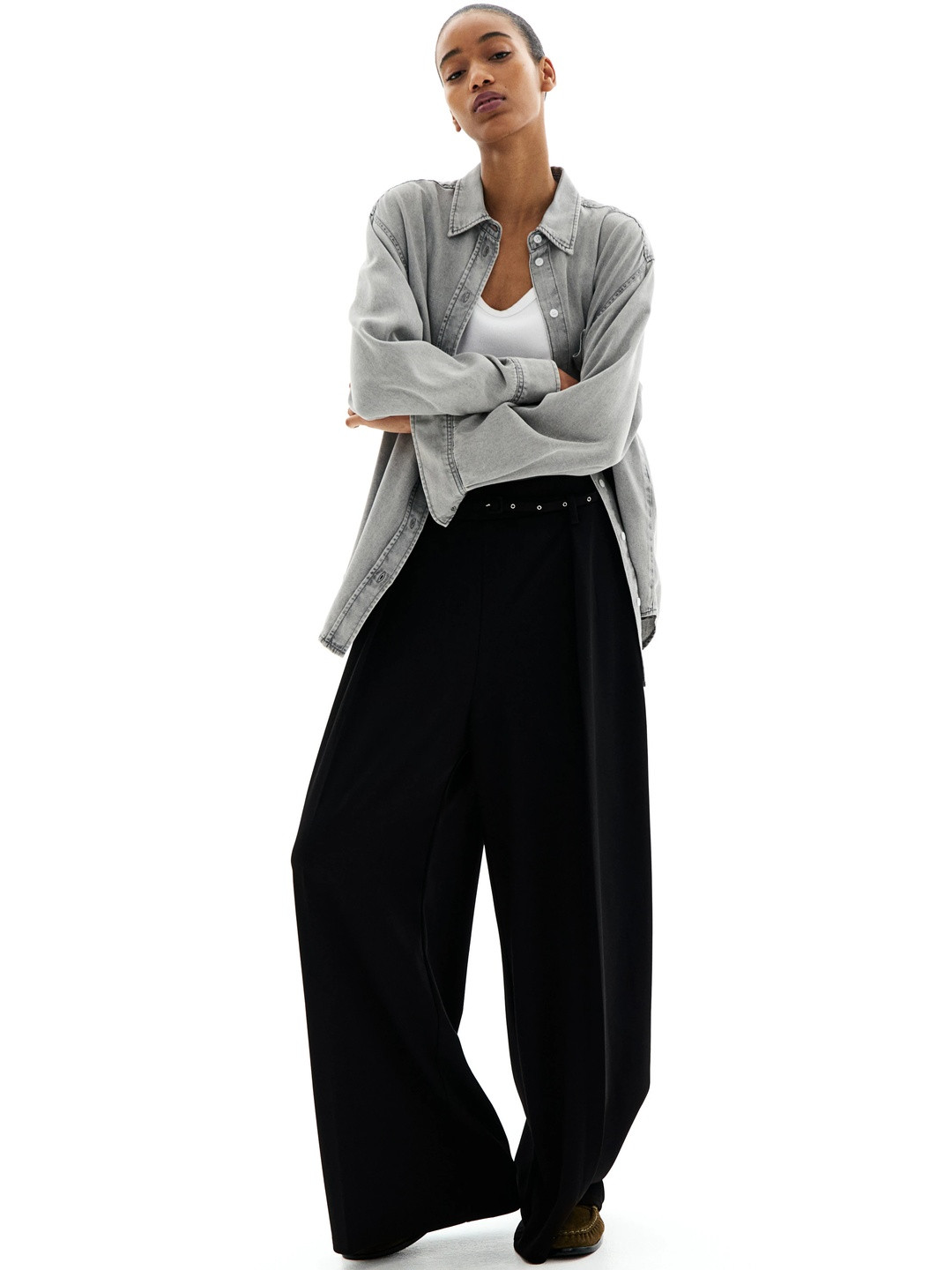 H&M Wide Belted Trousers
