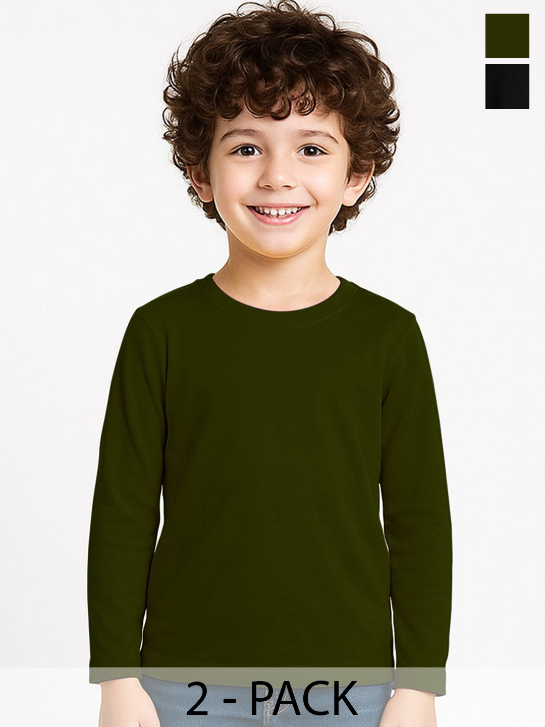 Friskers Boys Pack of 2 Solid Round Neck Cotton T-shirts