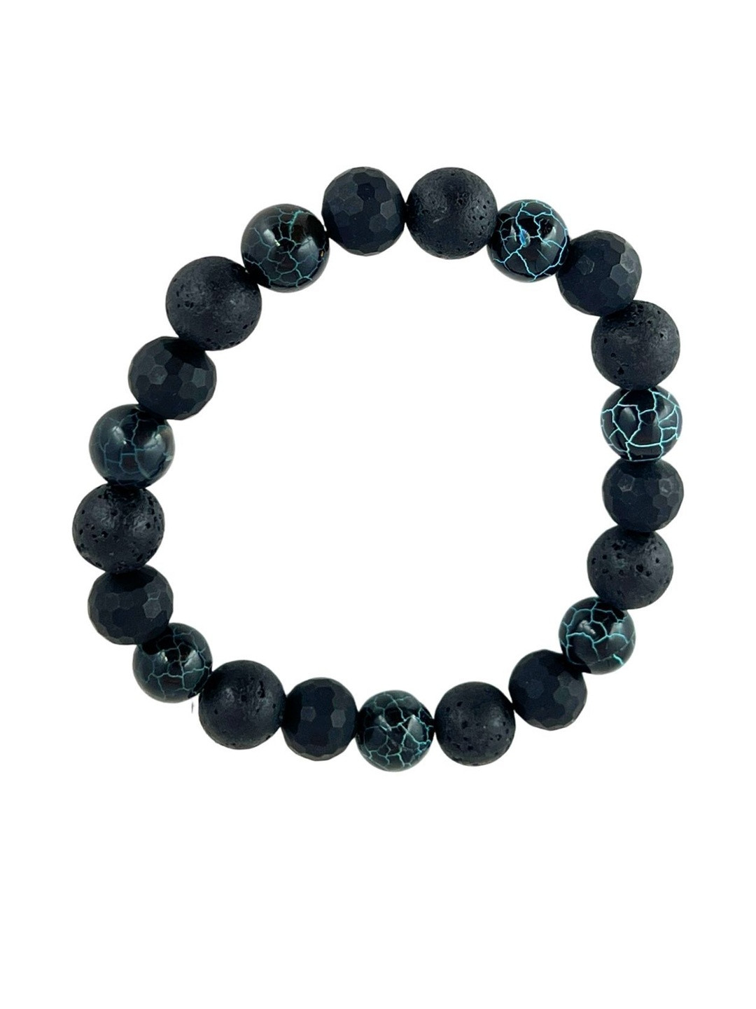 N3VO Men Artificial Beaded Volt Edge Elasticated Bracelet