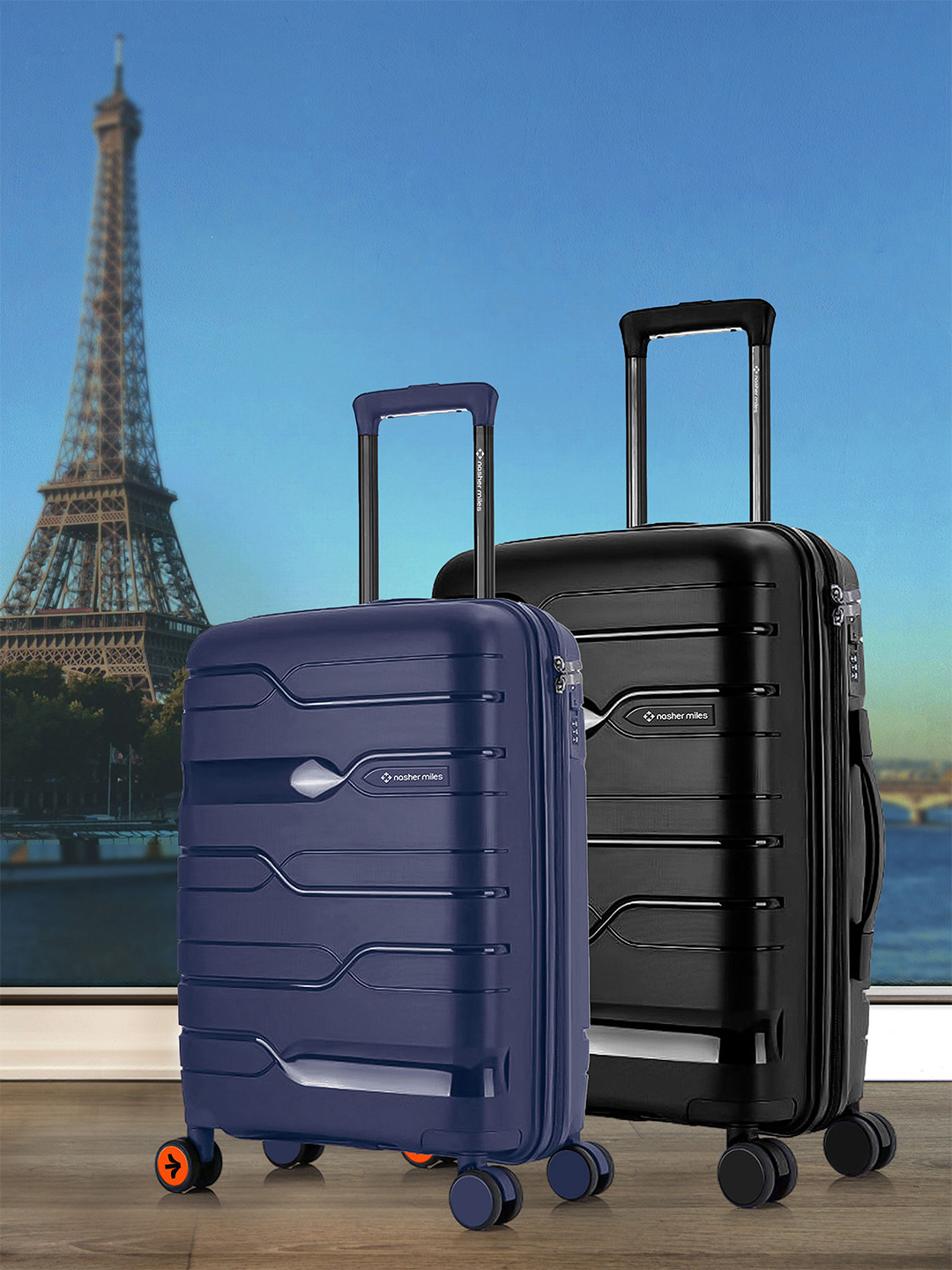 Nasher Miles Set of 2 Paris Hard-Sided Luggage Trolley Bags