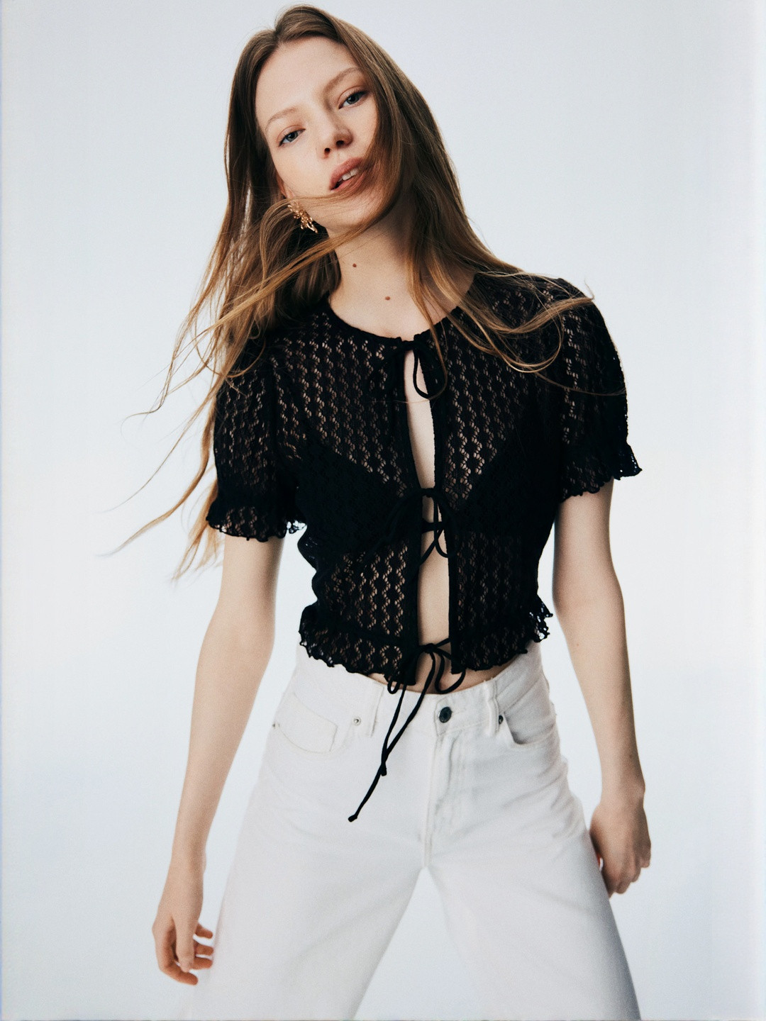 H&M Cropped Pointelle-Knit Top