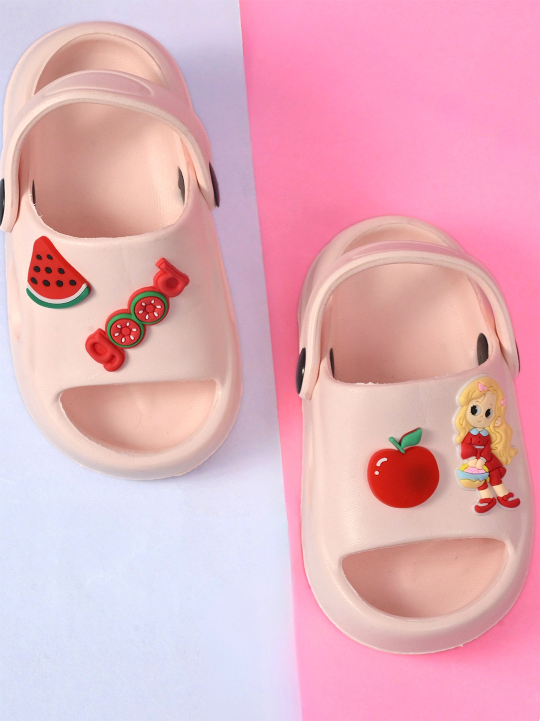 Yellow Bee Girls Clogs With Fruit Charms