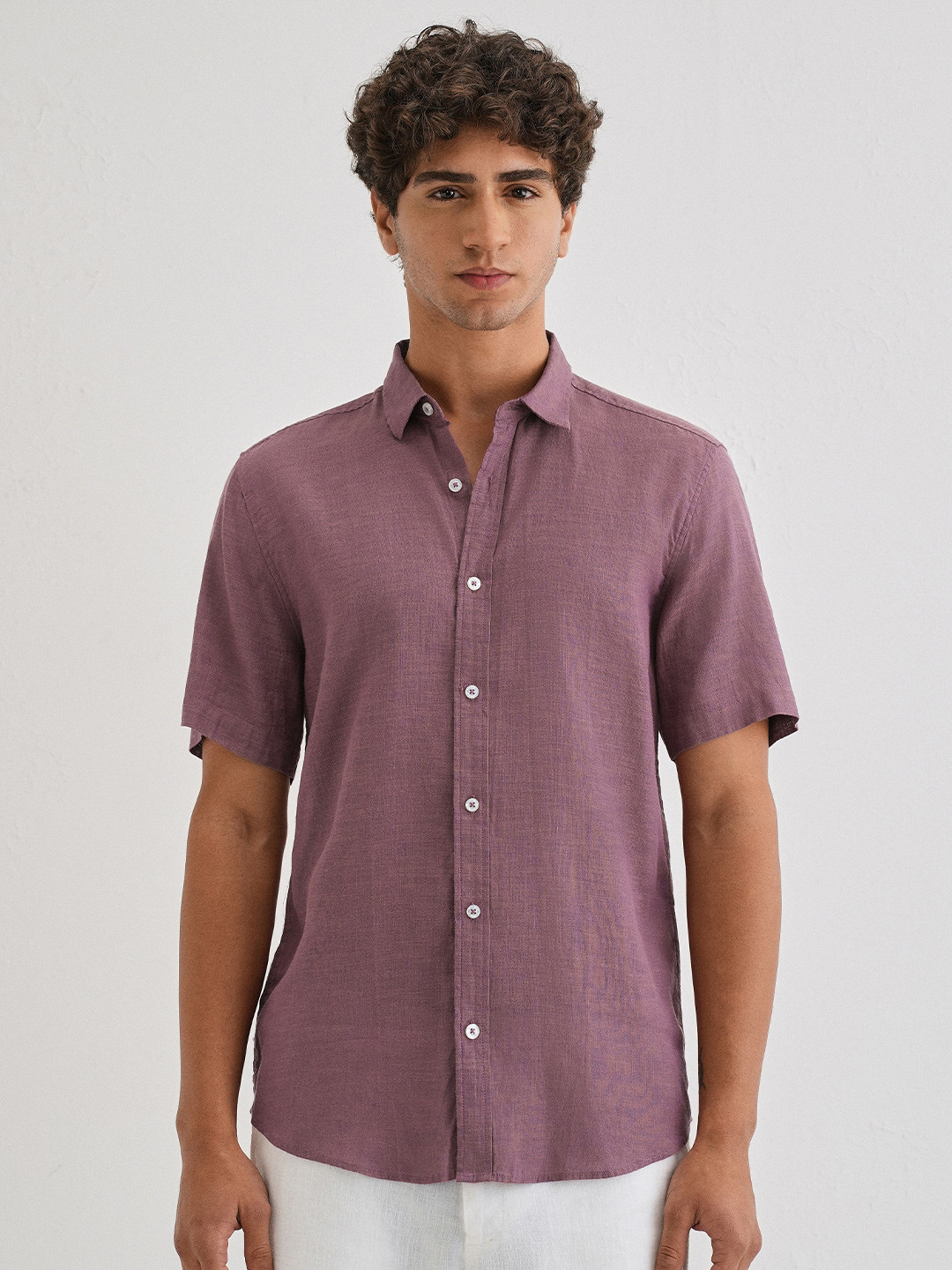 Banana Club Spread Collar Linen Casual Shirt