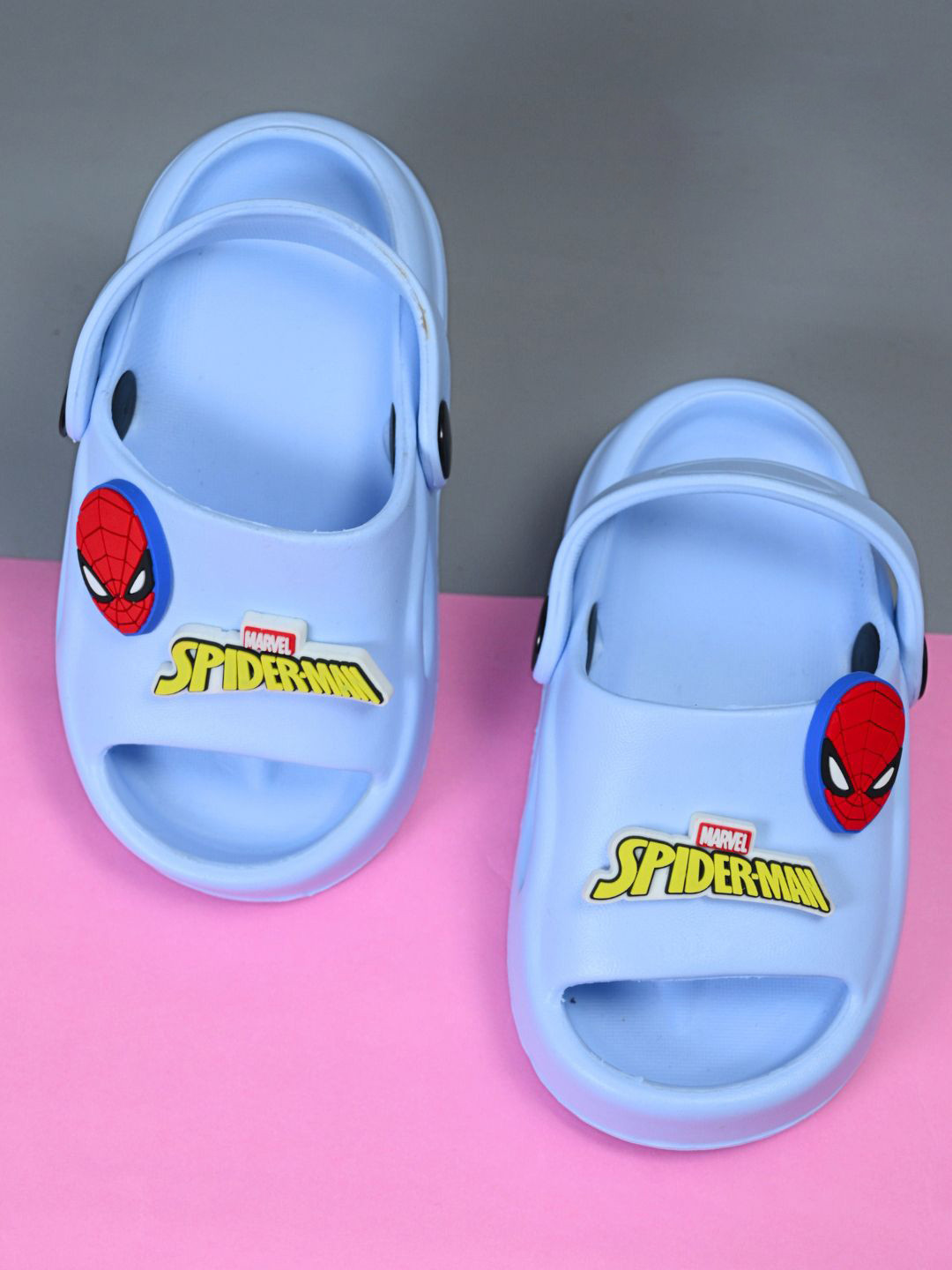 Yellow Bee Boys Rubber Clogs With Spider Man Charm
