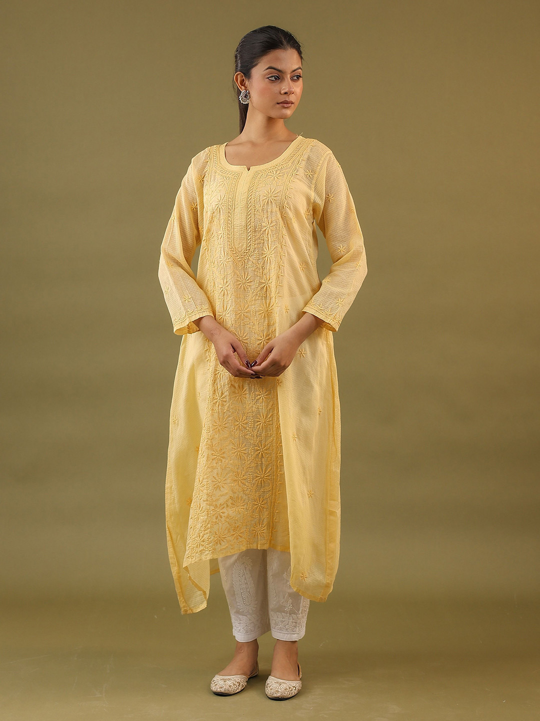 Janaki Apparels Women Floral Printed Festive Cotton A-Line Kurta