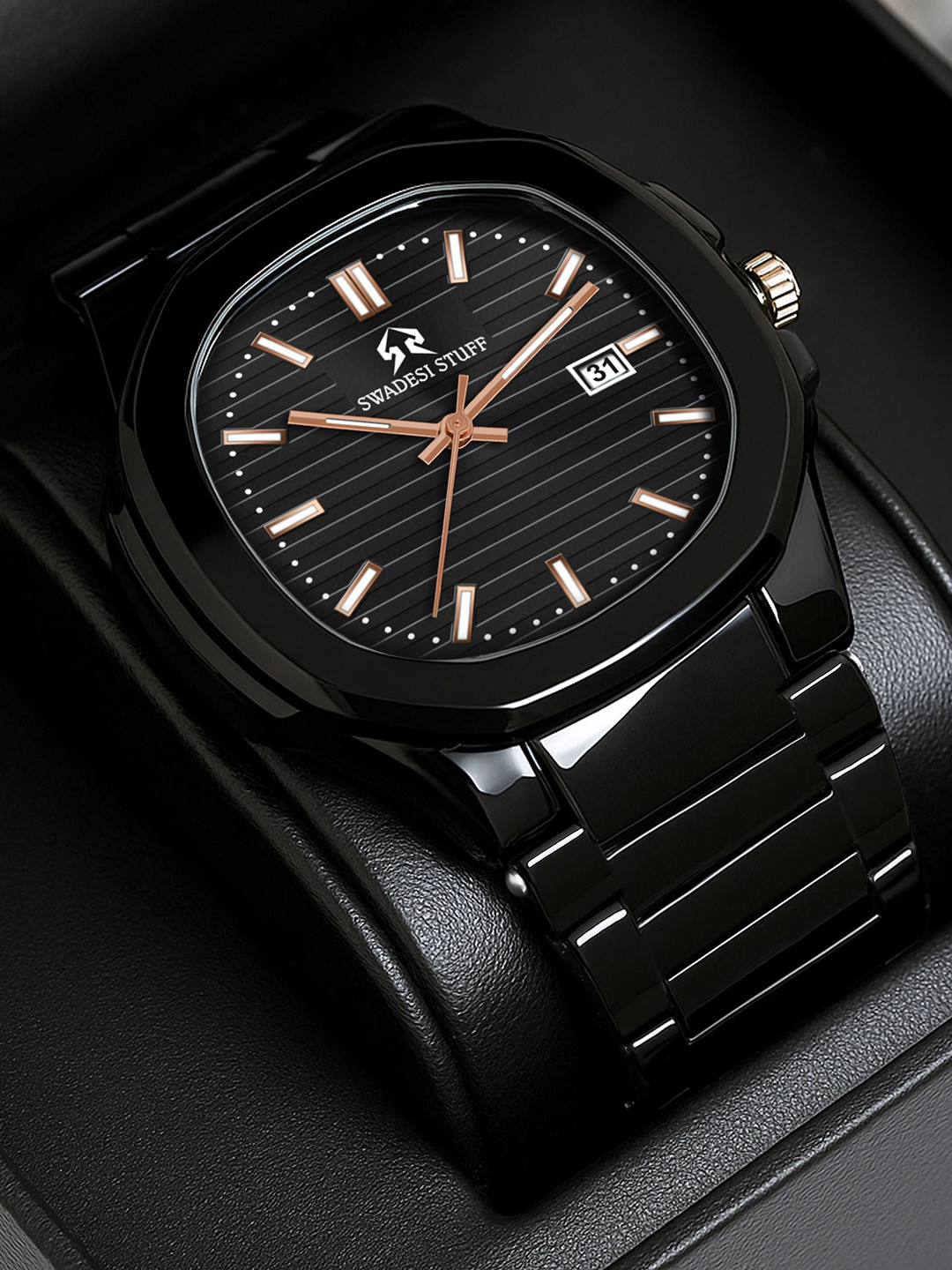 SWADESI STUFF Men Dial & Straps Analogue Watch AKASH BLACK 81