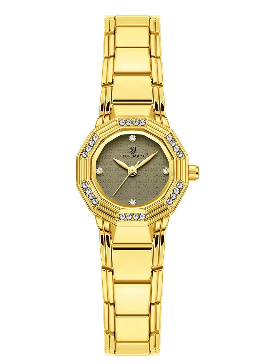 SANSIMAYO Zunni Women Round Dial & Stainless Steel Straps Analogue Watch SM-L-220-G-G-GR