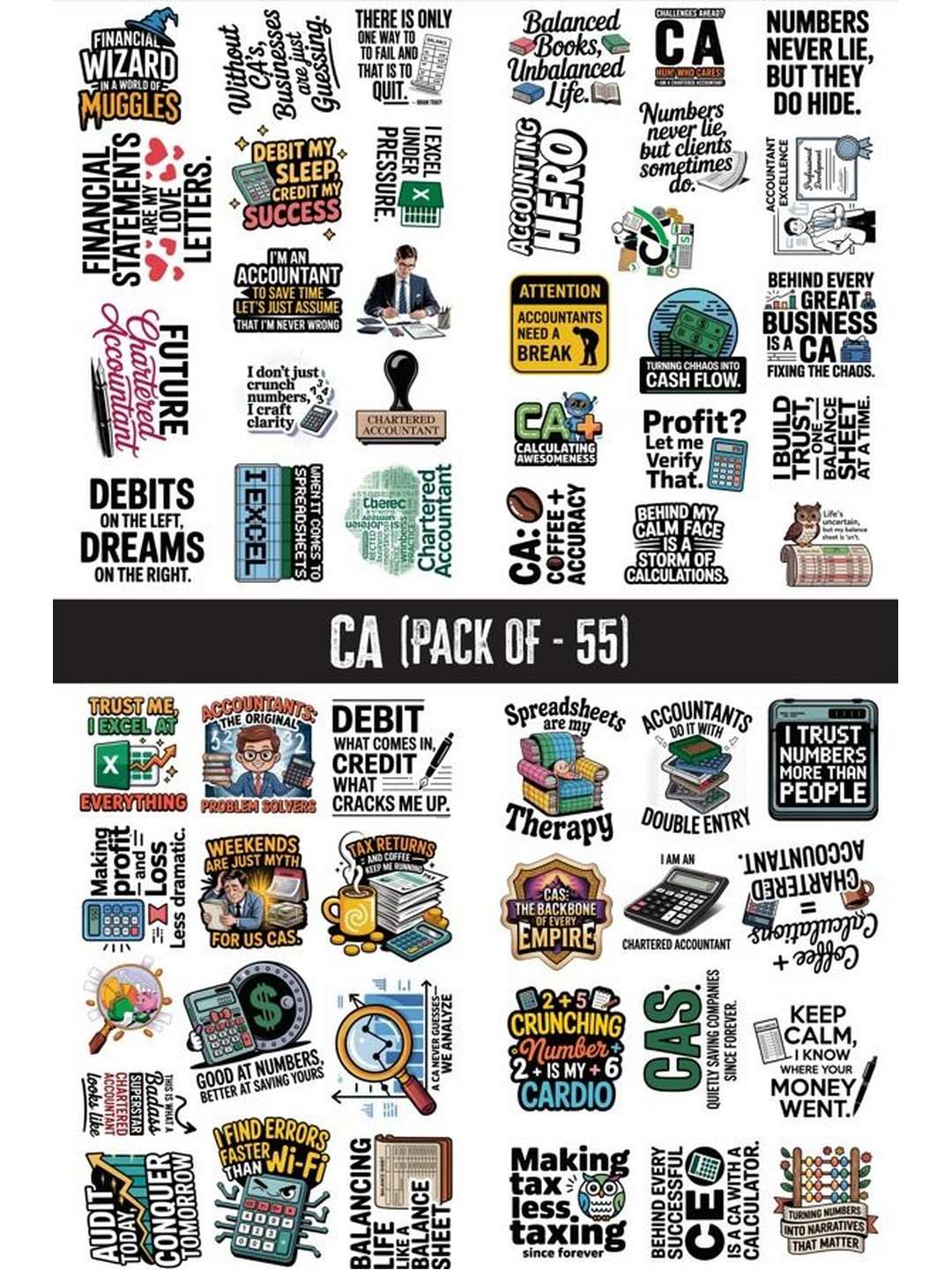 PRINTING DADDY Pack Of 55 Professional Vinyl Stickers