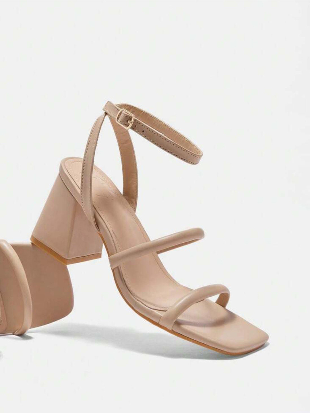 KIVE FASHIONS Leather Mid-Top Block Sandals