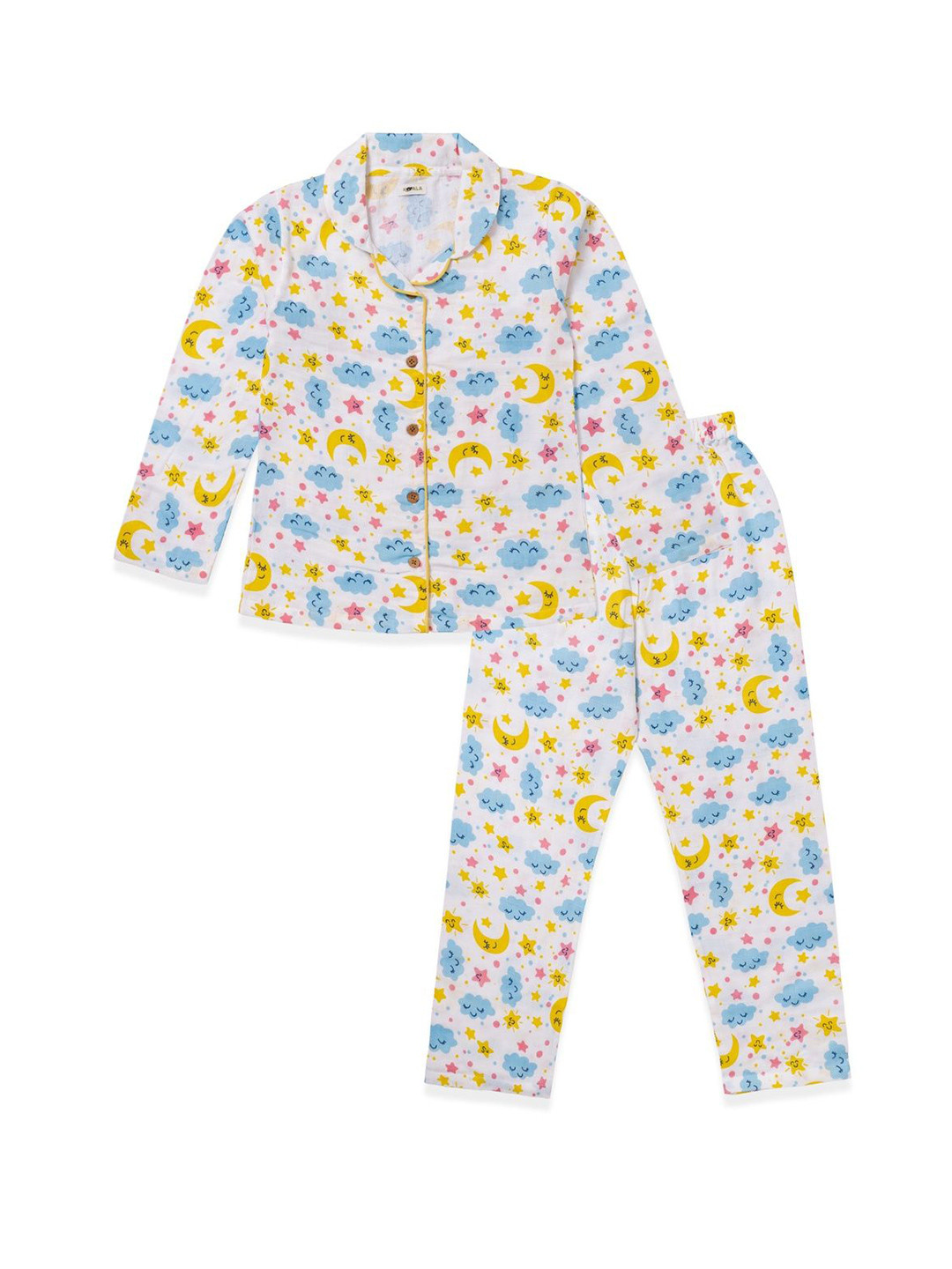 Koala Kidz Girls Muslin Cotton Shirt Collar Shirt & Pyjamas