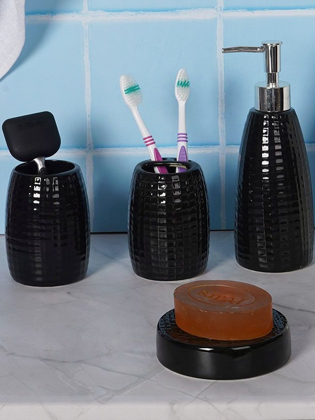 AARVI DECOR STUDIO Black 4 piece Solid Ceramic