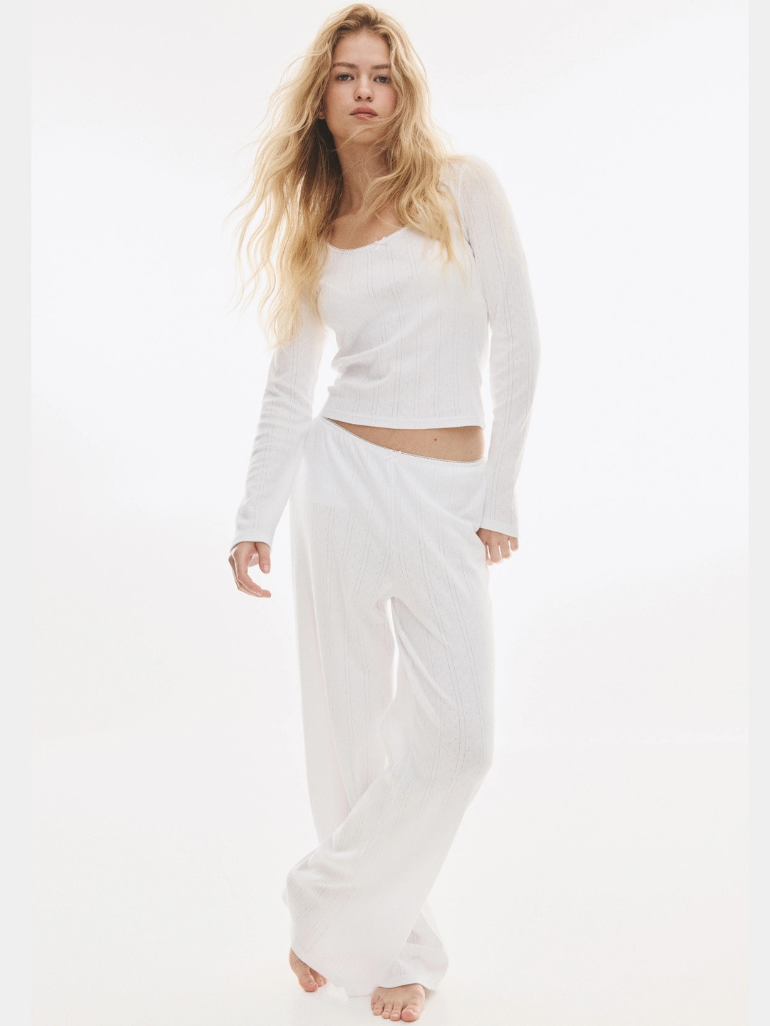 H&M Women Cotton Pointelle Pyjamas