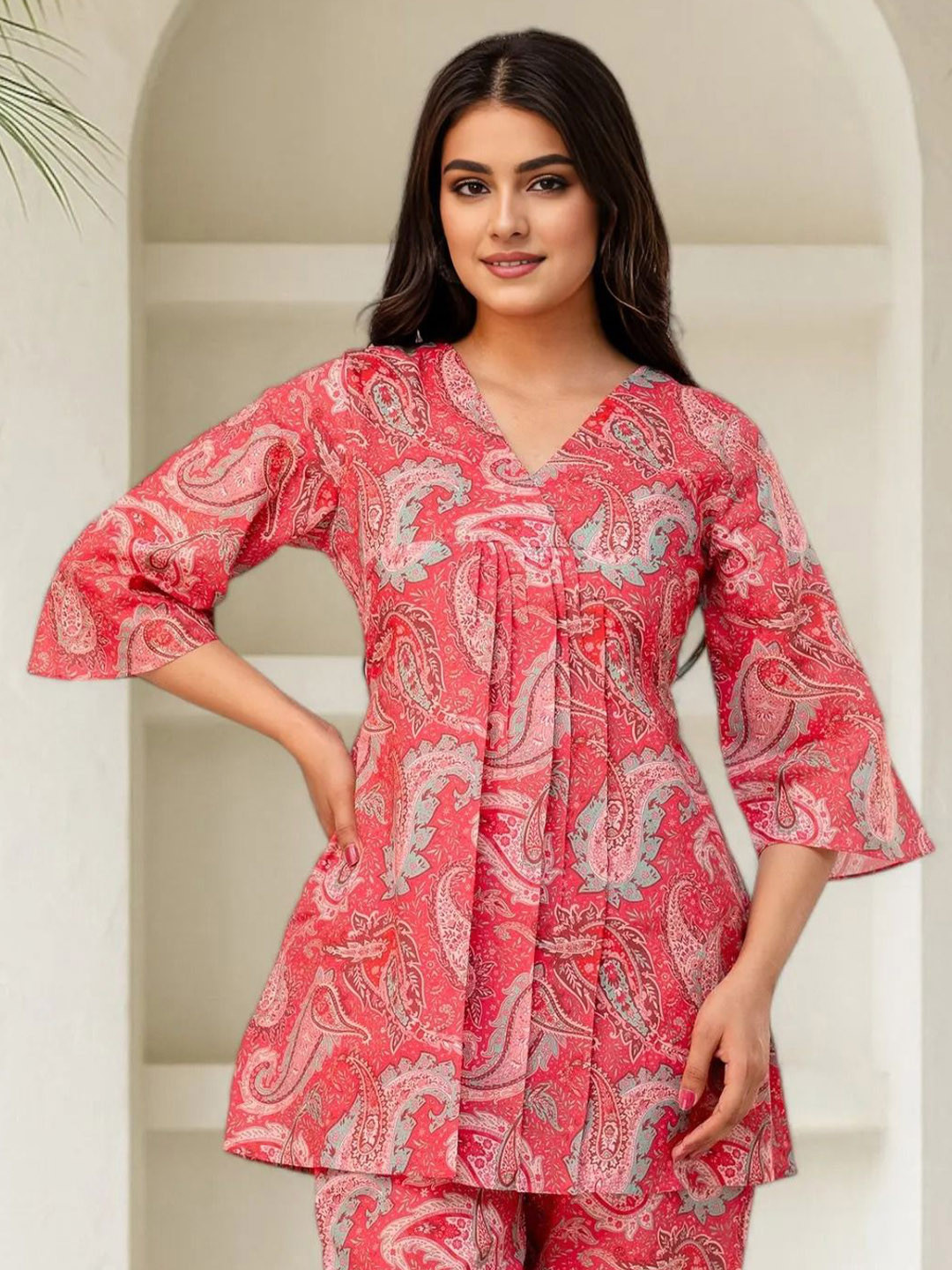 all about you Women Paisley Print Ethnic Pure Cotton A-Line Flared Top