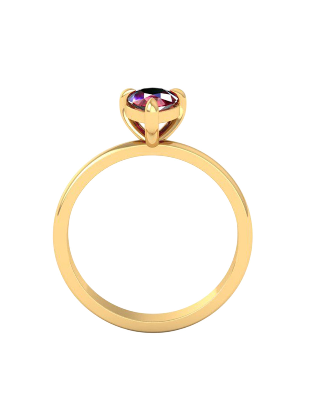 Eddicted 925 Sterling Silver 14K Gold-Plated Ruby Studded Finger Ring
