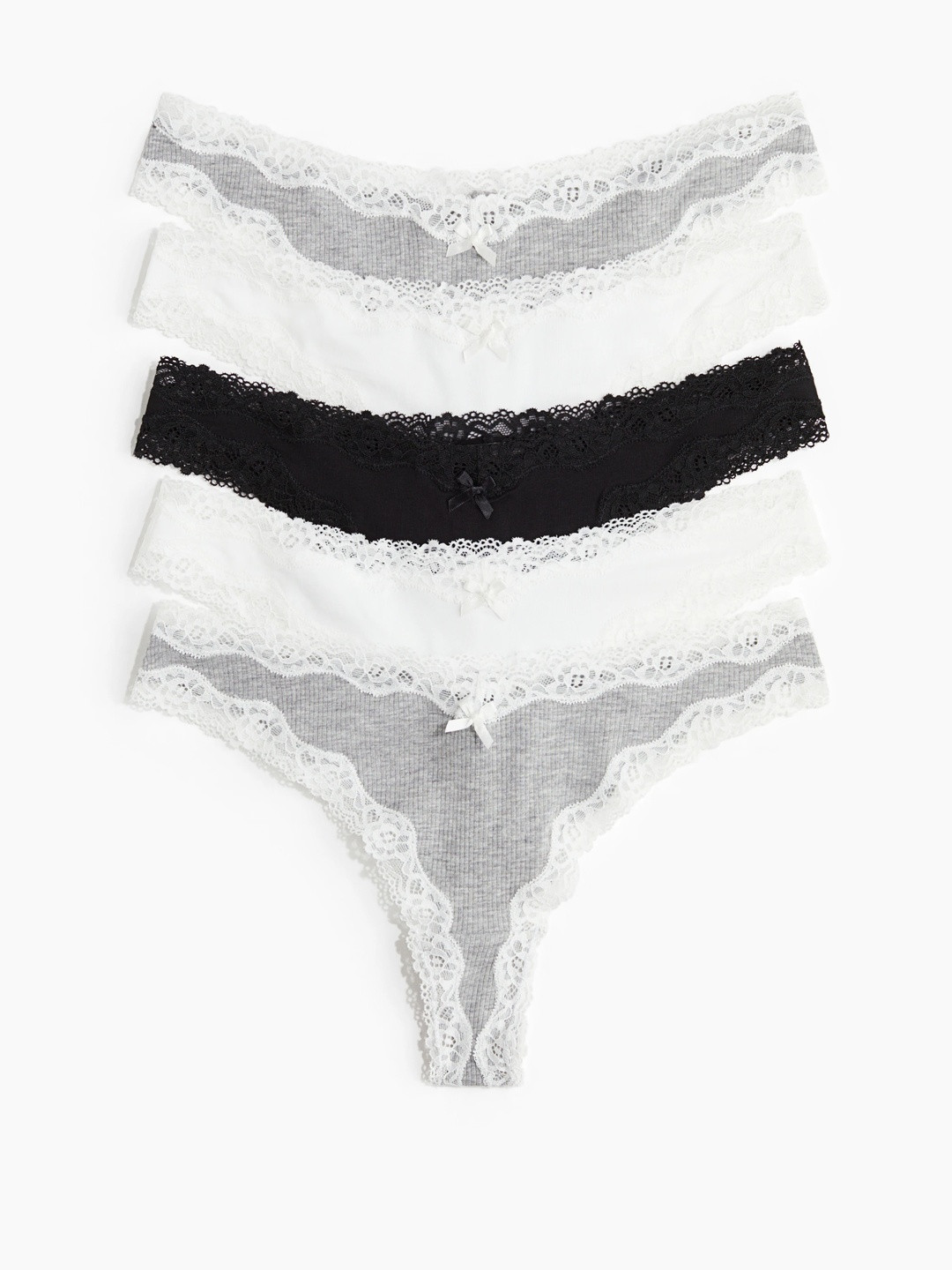 H&M 5-Pack Cotton & Lace Brazilian Briefs