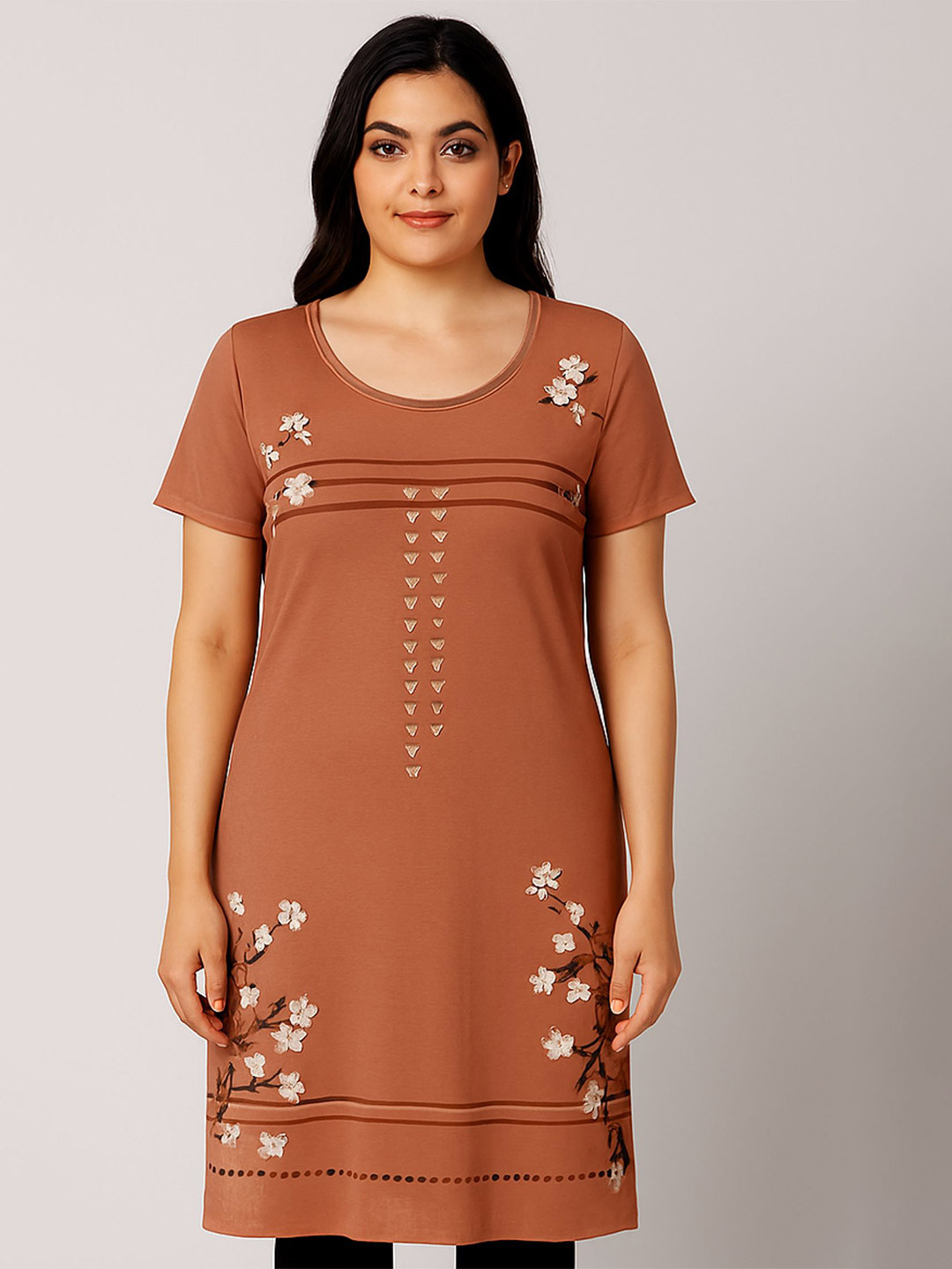 SANDPIPER Women Floral Printed Cotton Longline Top