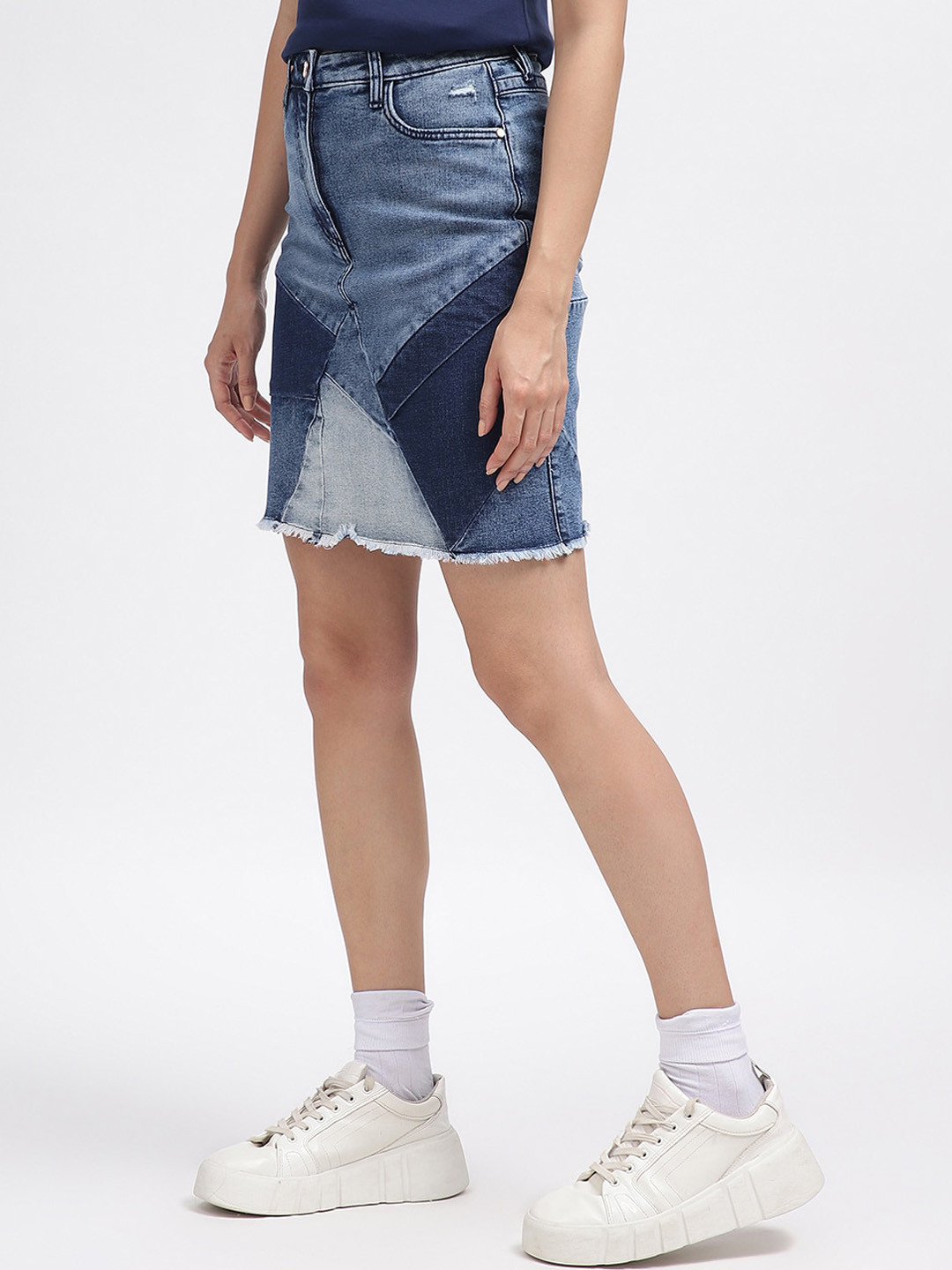 Iconic Self-Design Pencil Mini Pure Cotton Skirt