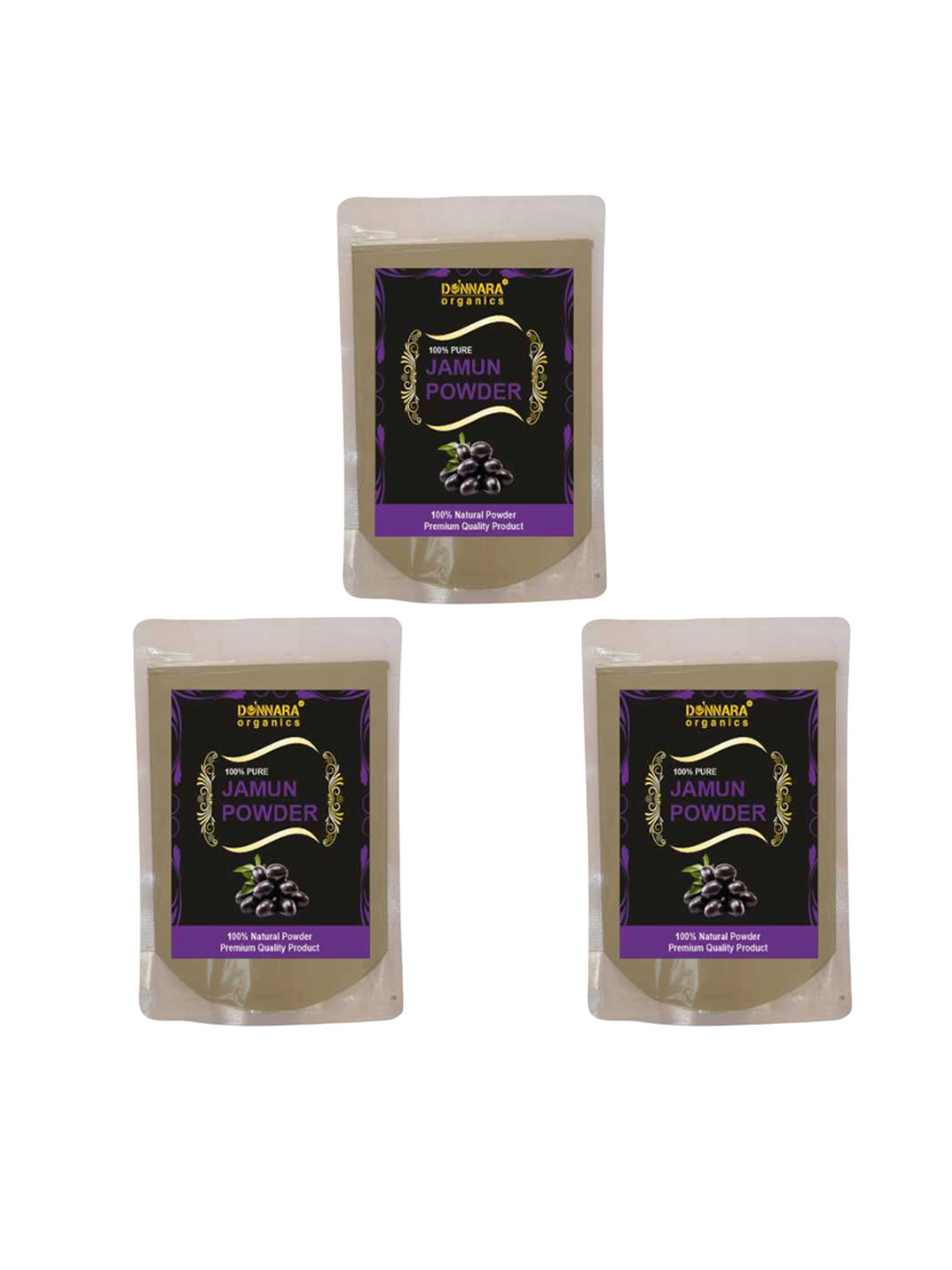 Donnara Organics Set Of 3 Jamun Powder For Glowing Skin - 100 g Each