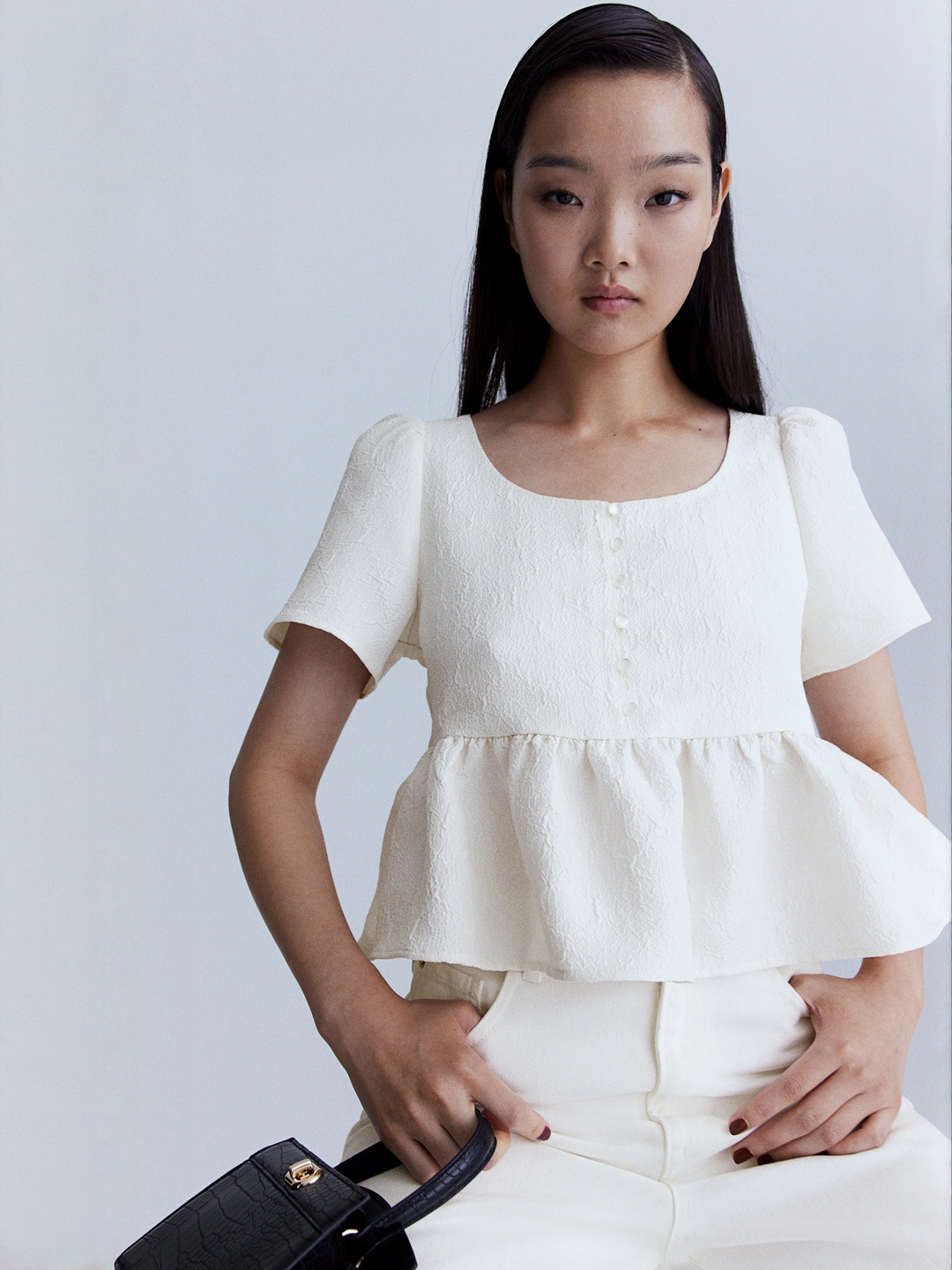 H&M Peplum Brocade Blouse