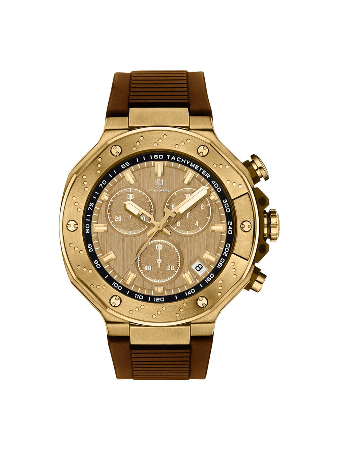 SANSIMAYO Men Dial & Bracelet Style Straps Analogue Watch SM-M-227-BR-G-G