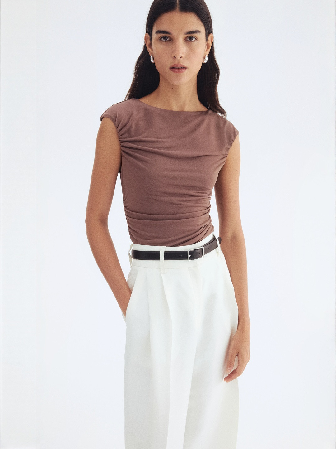 H&M Draped Cap-Sleeved Top
