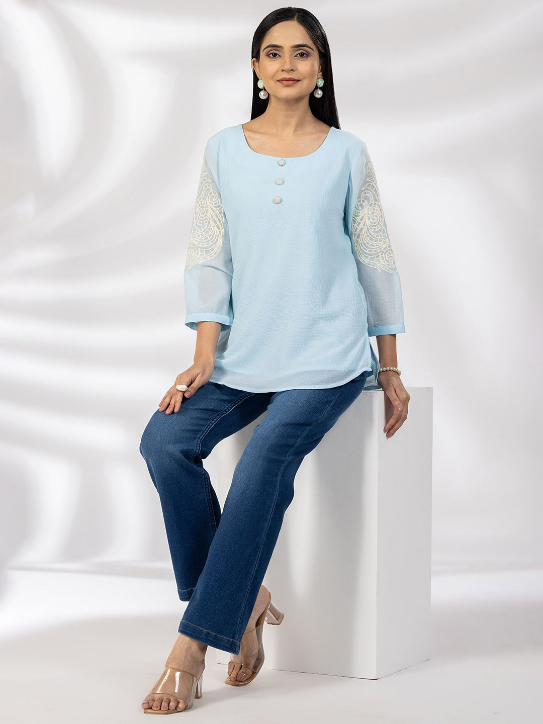 Mustard Embroidered Top