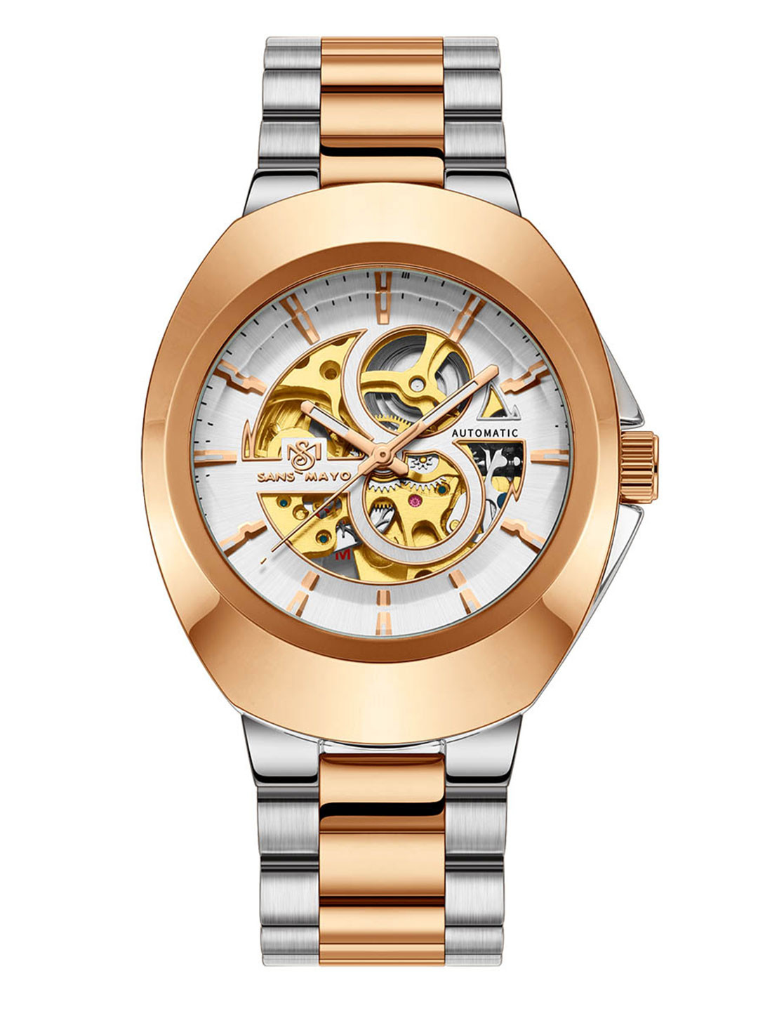 SANSIMAYO Rida Men Dial & Stainless Steel Analogue Watch SM-M-209-TTSRG-SRG-GW