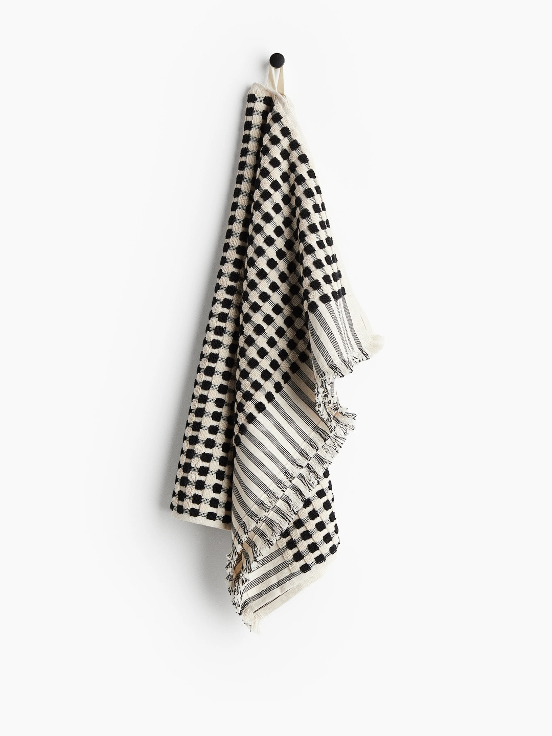 H&M Black Patterned Cotton Terry Hand Towel