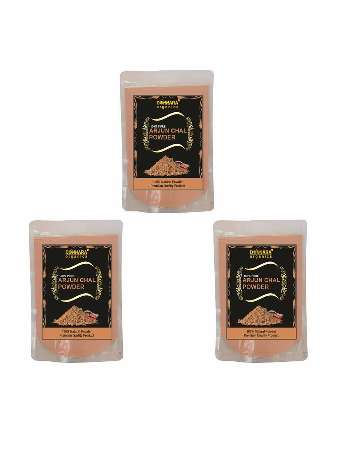 Donnara Organics Set Of 3 Arjun Chaal Powder Face Pack For Skin Brightening - 100 g Each