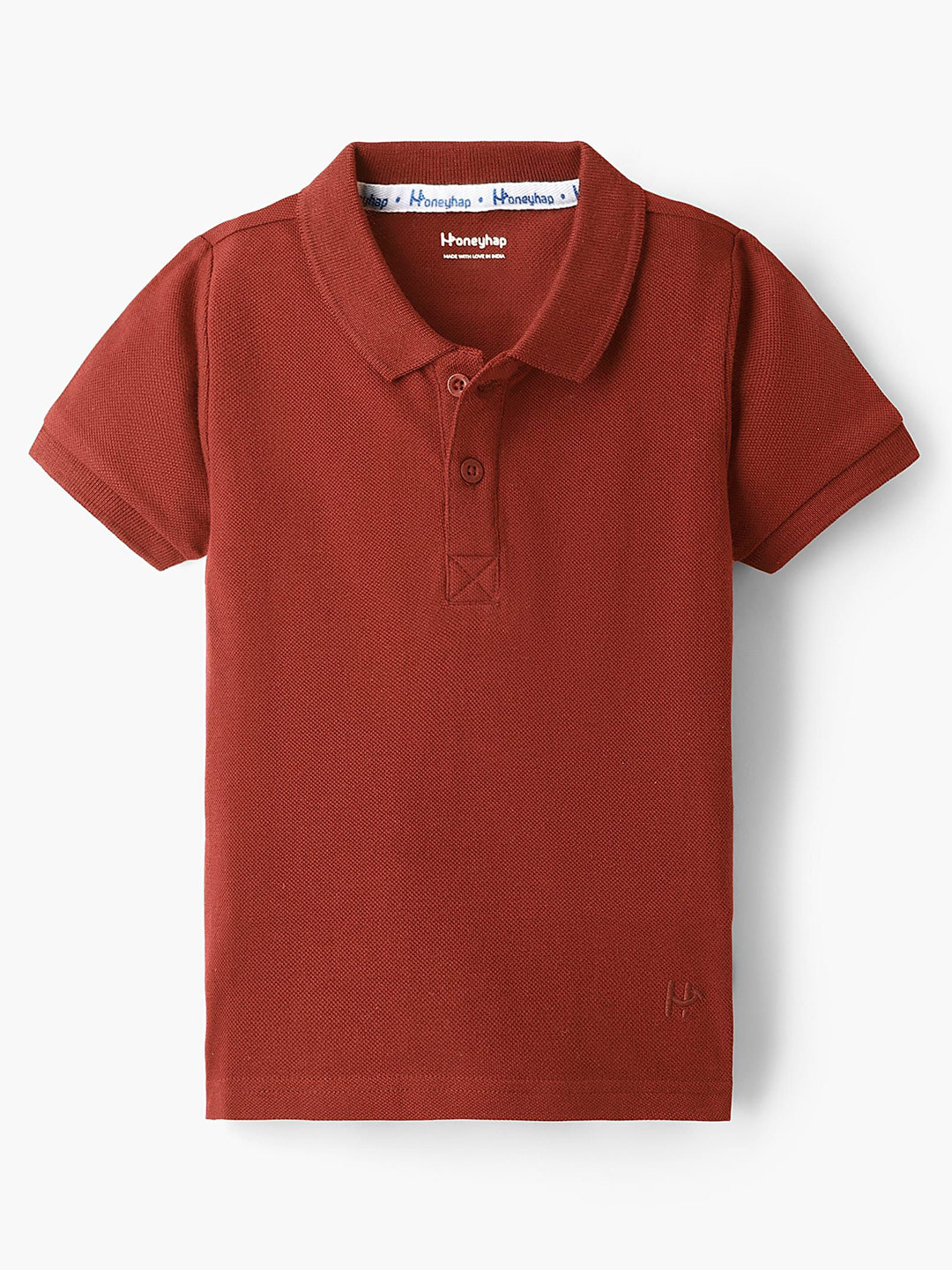 HoneyHap Brown Premium 100% Cotton Knit Half Sleeves Solid Polo T-Shirt