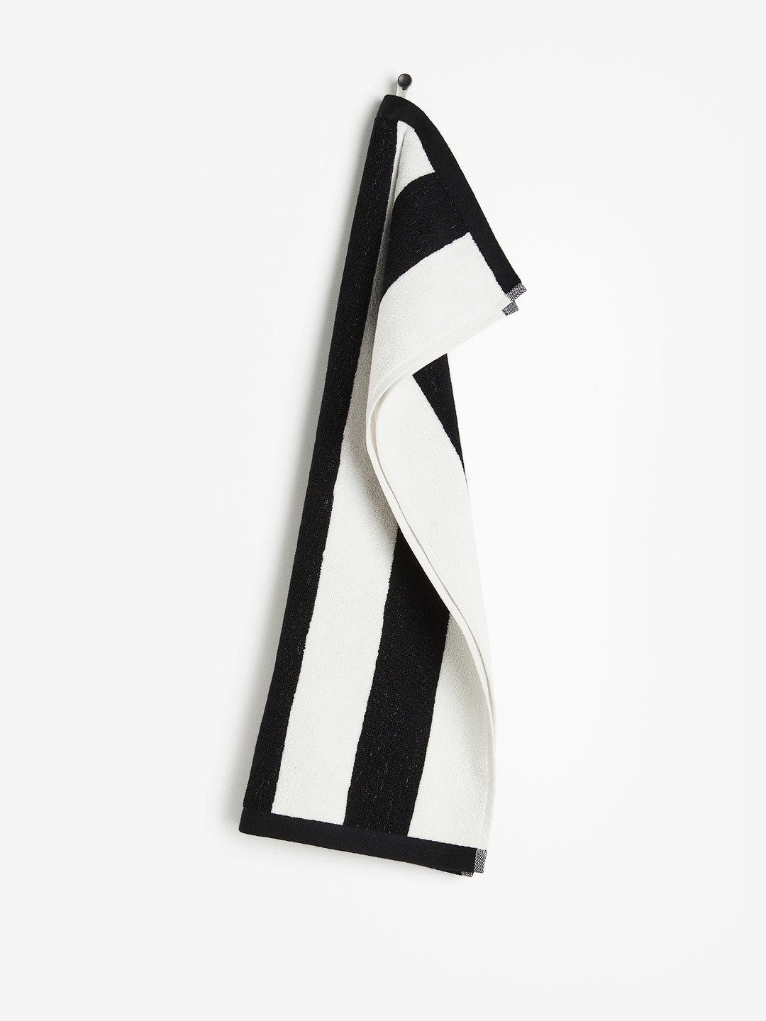 H&M White & Black Pure Cotton Striped Hand Towel