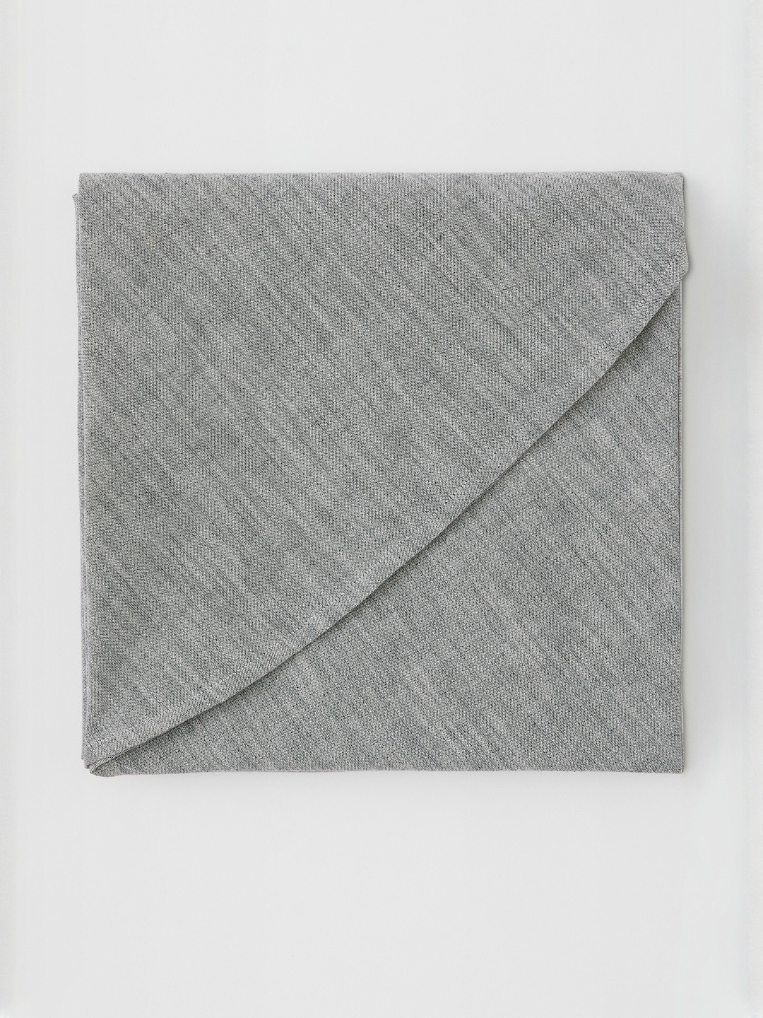 H&M Grey Solid Round Linen-Blend Tablecloth