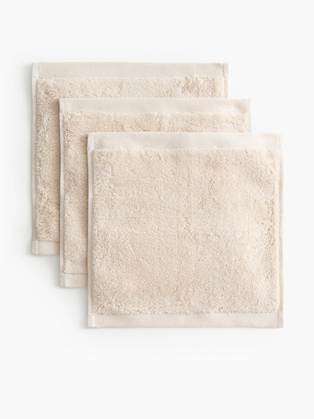 H&M 3-Pcs Beige Cotton Soft Terry Flannels