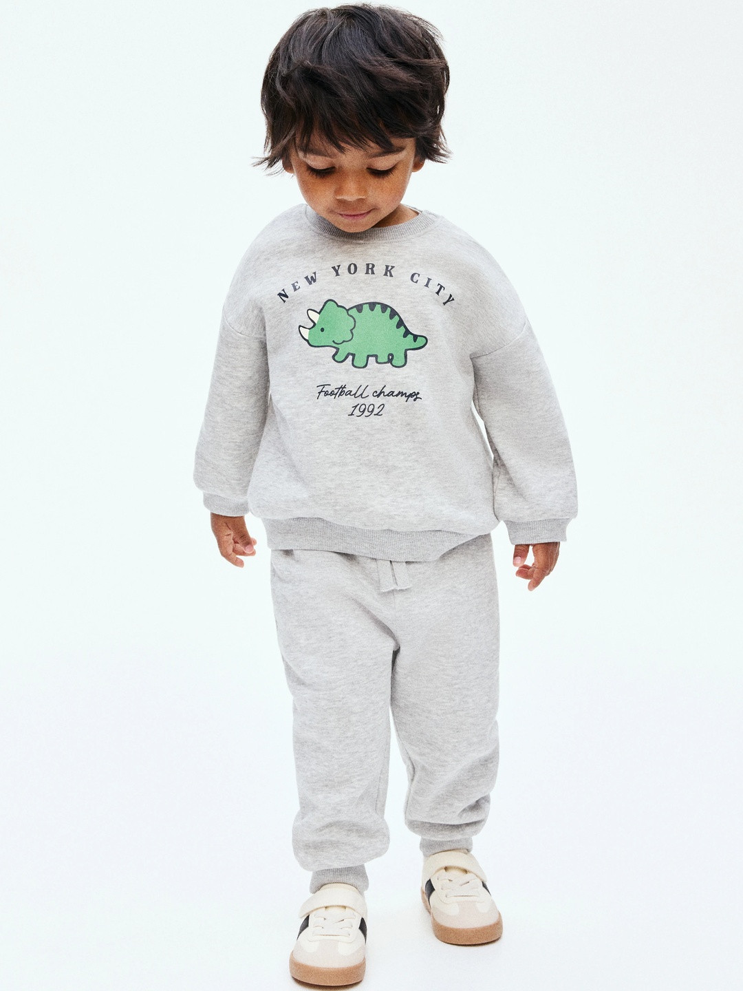 H&M 2-Piece Printed Brushed-Inside Sweatshirt Set