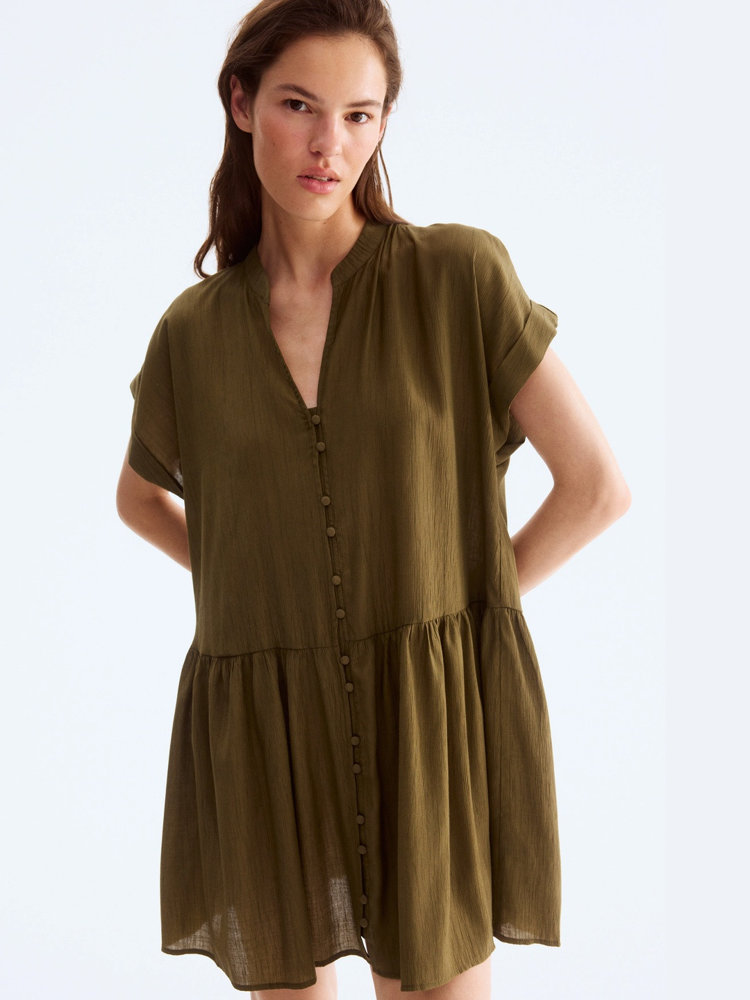 H&M Women Crinkled A-Line Tunic Dress
