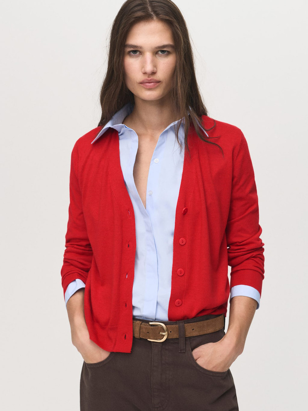 MANGO V-Neck Knitted Cardigan