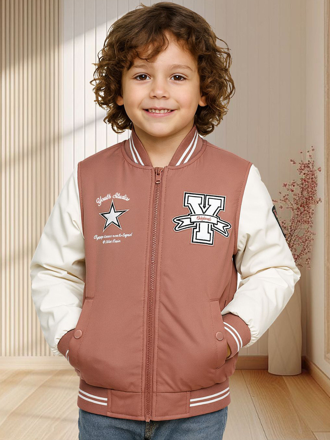 LURE JUNIOR Boys Colourblocked Bomber with Patchwork Jacket