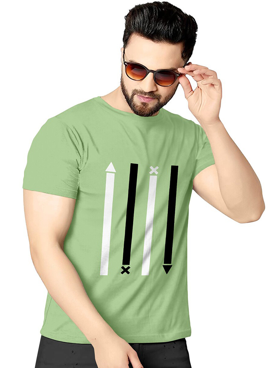 KAJARU Men Olive Green Printed T-shirt