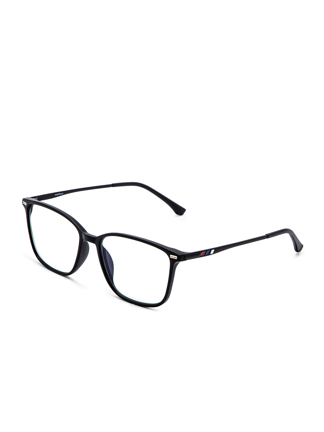 Intellilens Unisex Transparent & Black Full Rim Anti Glare Square Frames 1000000060898