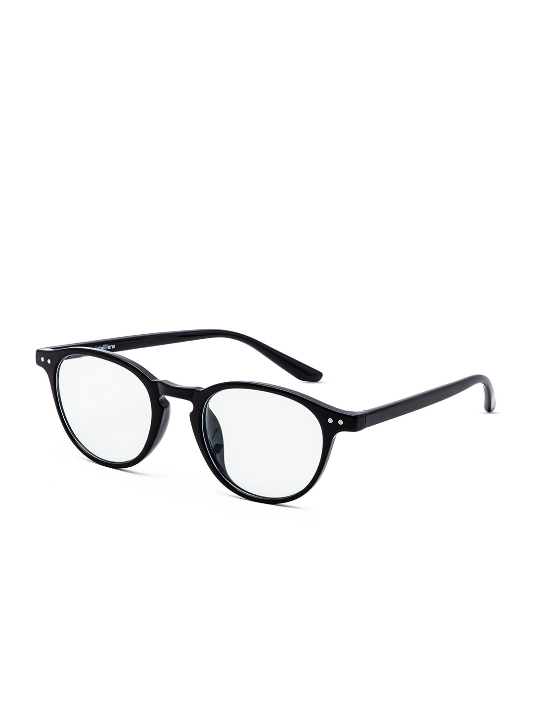 Intellilens Unisex Transparent & Black Full Rim Anti Glare & Blue Light Filter Oval Frames