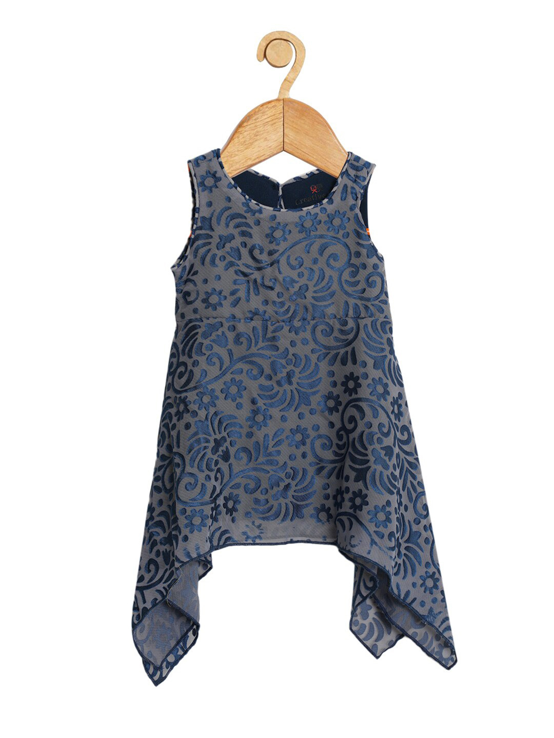 Creative Girls Navy Blue Floral A-Line Mini Dress