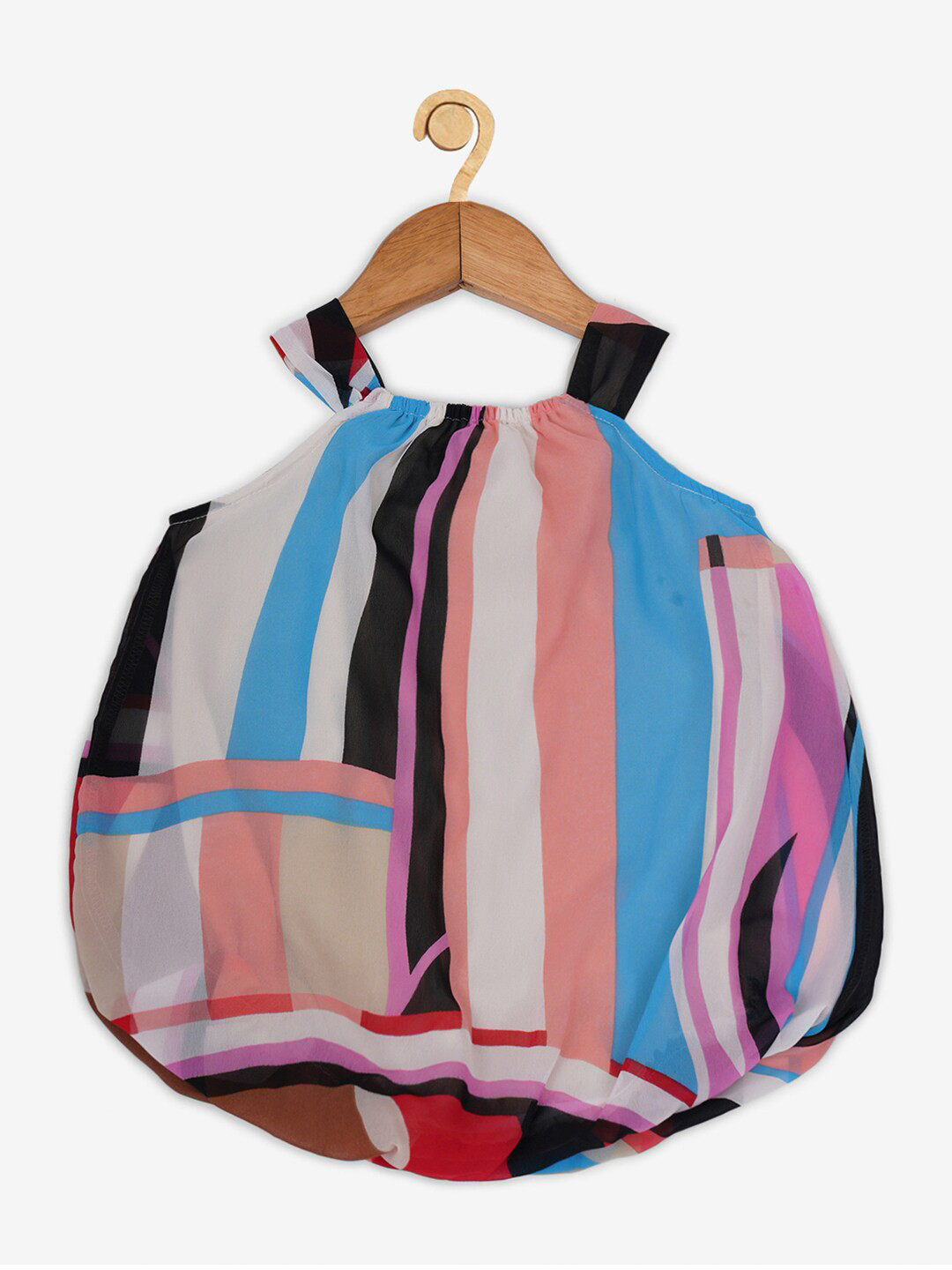 Creative Kids Girl Pink & Blue Printed Polyester Rompers