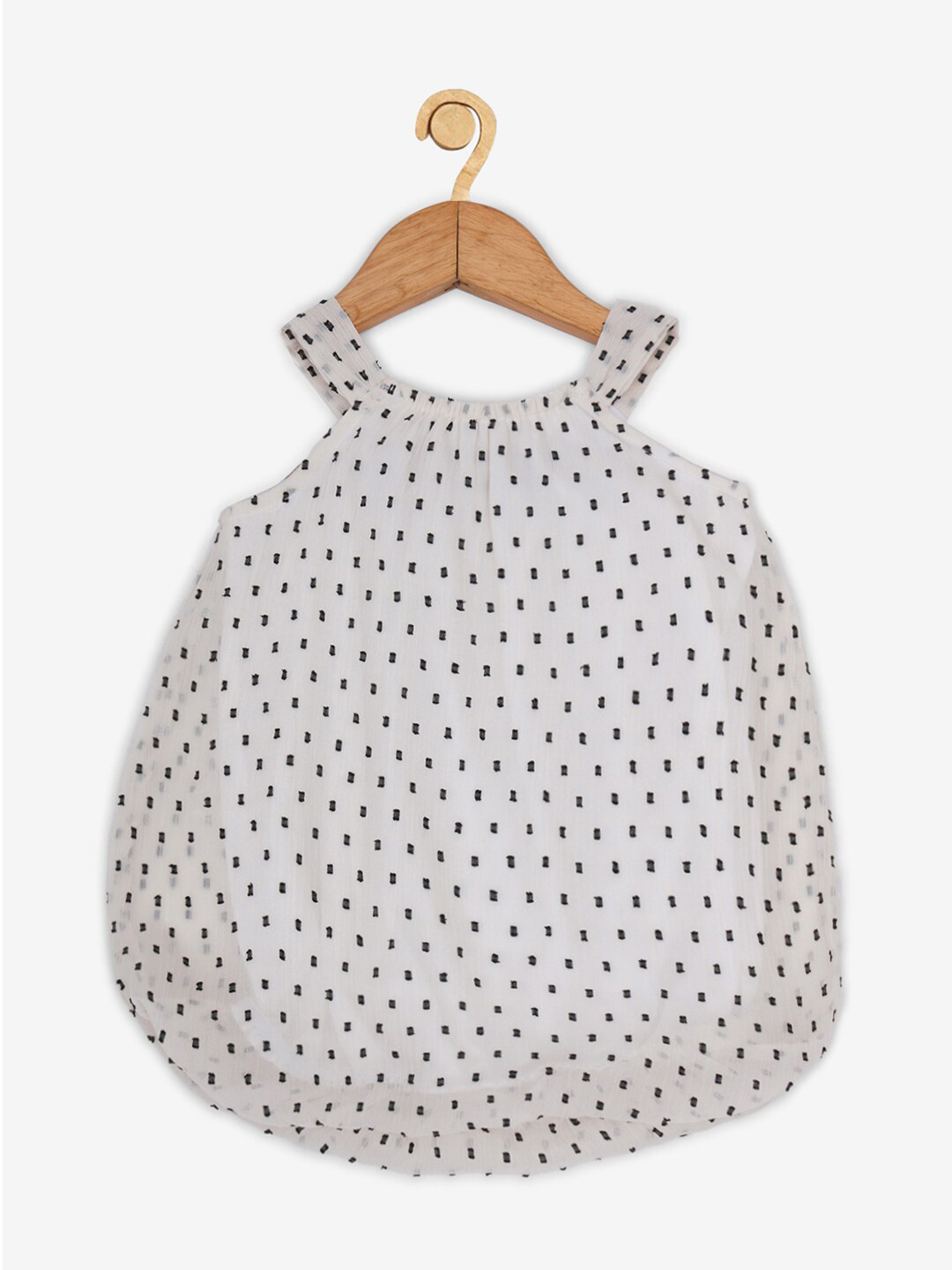 Creative Kids White Balloon Printed Polka Dot Sleeveless Dress